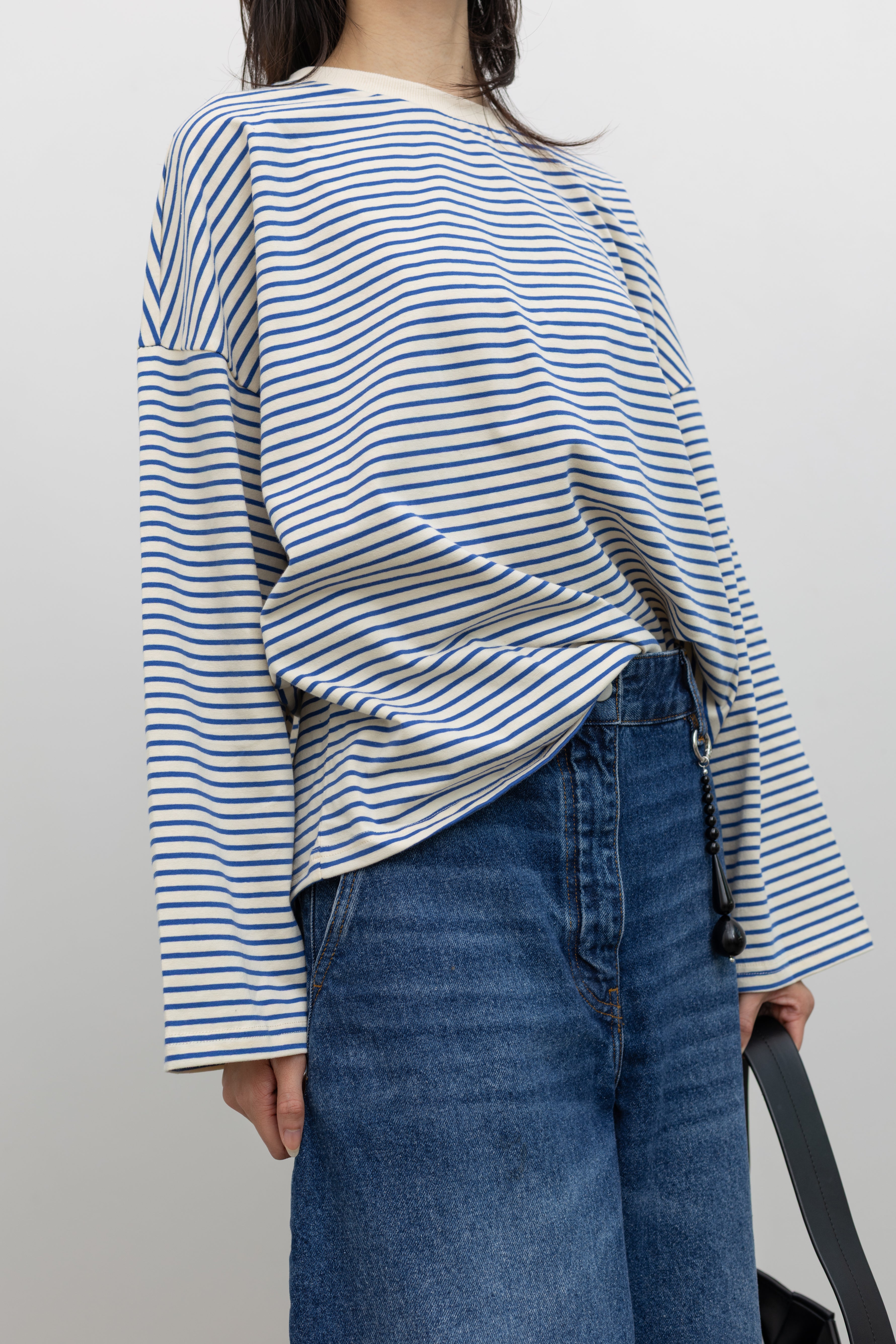 Blue Stripe Long Sleeve Cotton Top