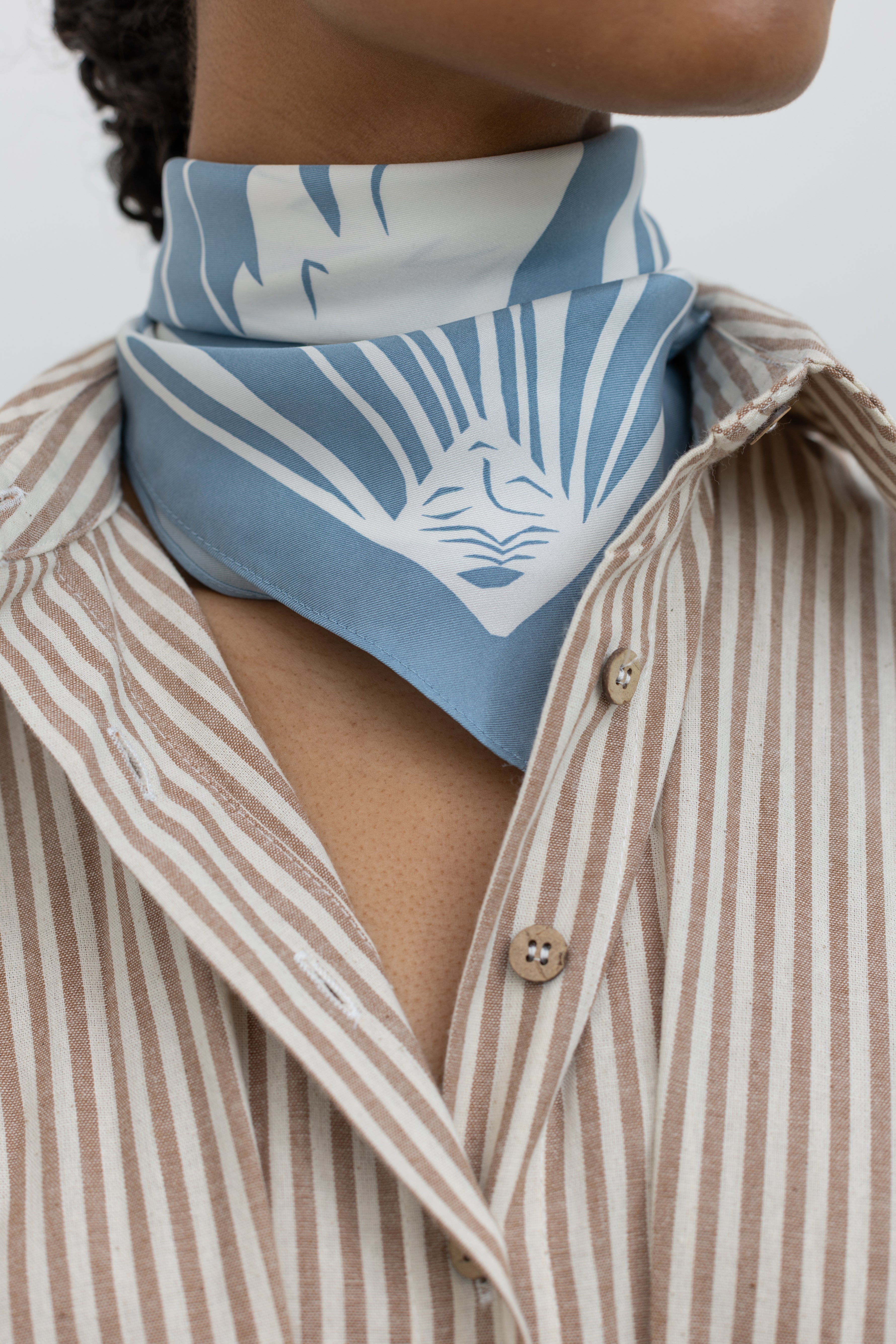 Blue And White Goddess Silk Scarf