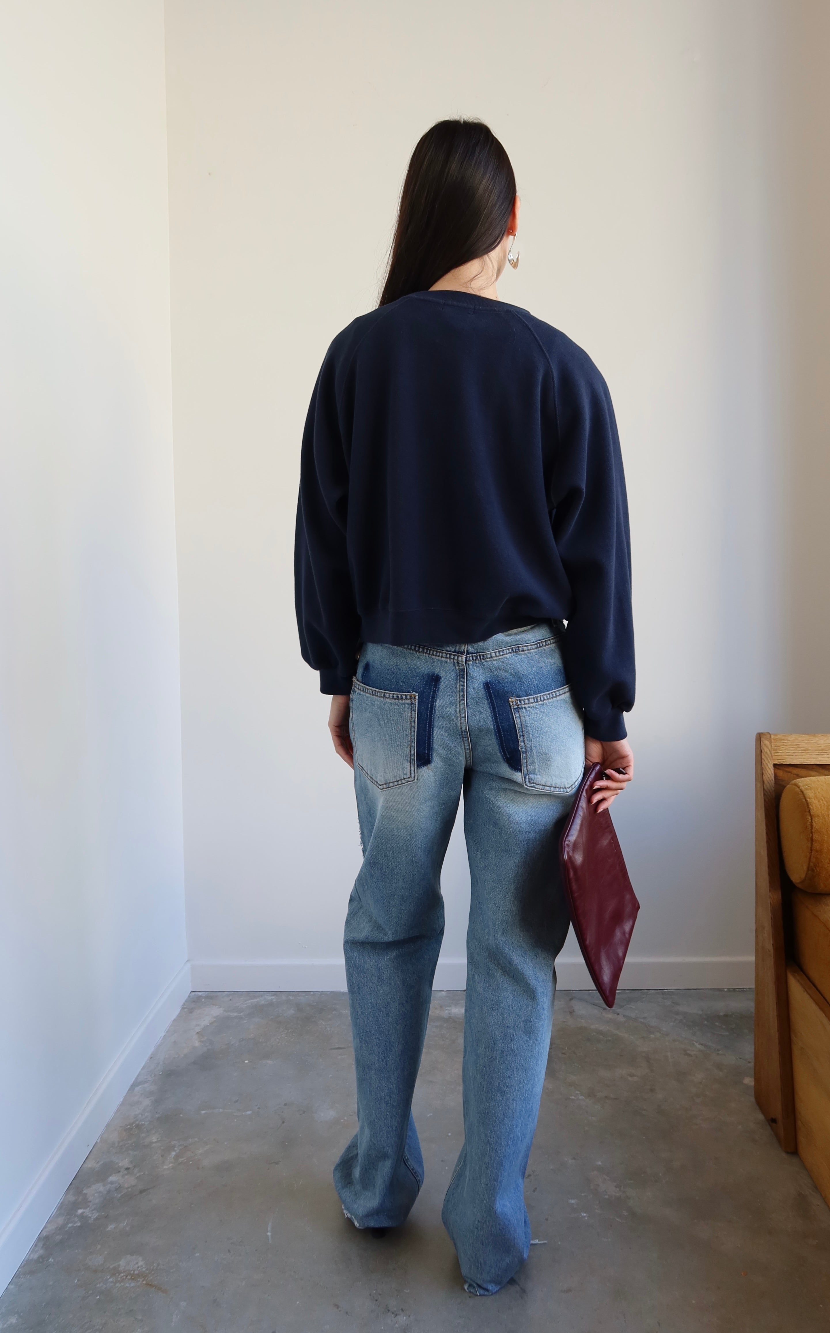 Navy Raglan Sleeve Sweatshirt