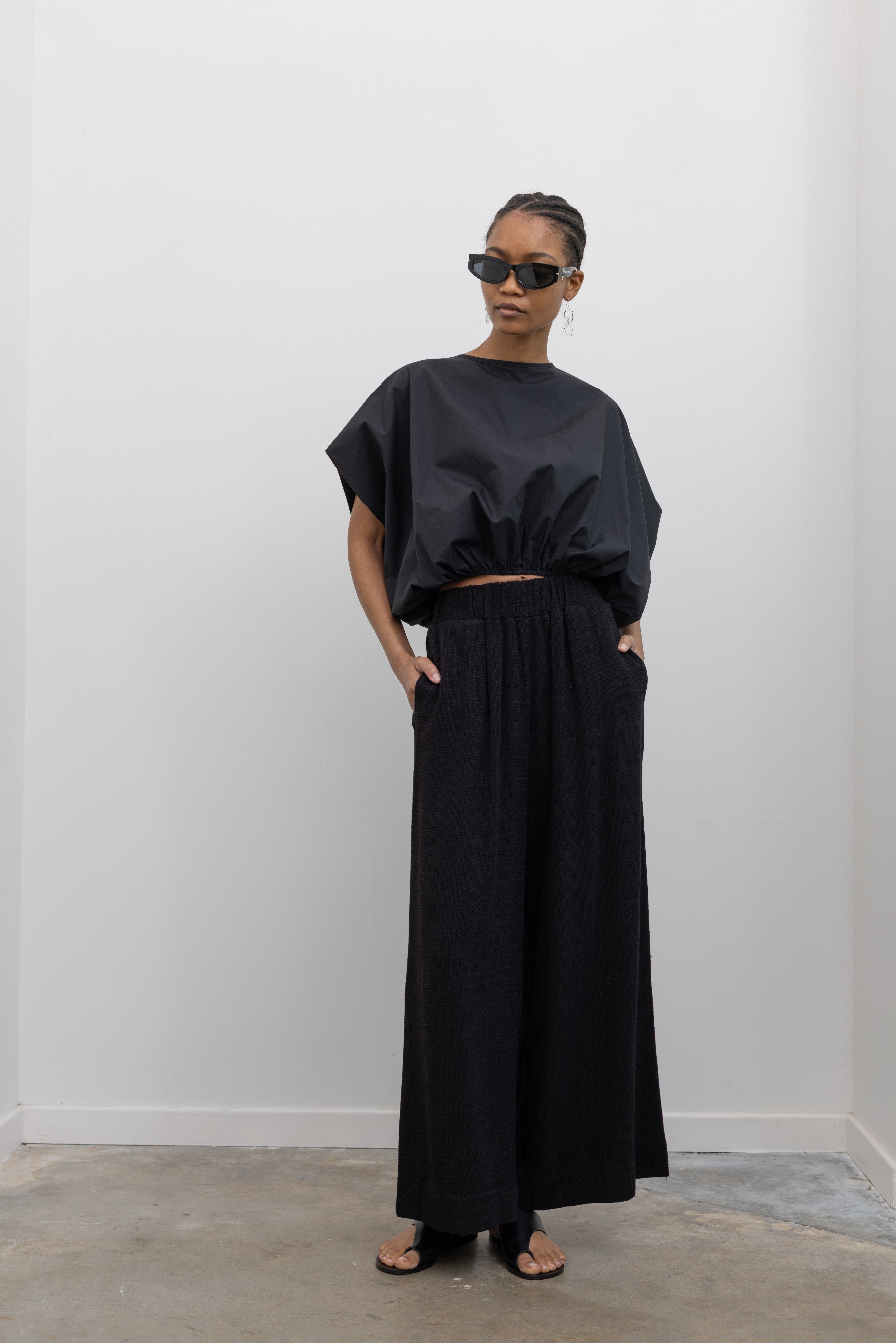 Black Linen Wide Leg Pants