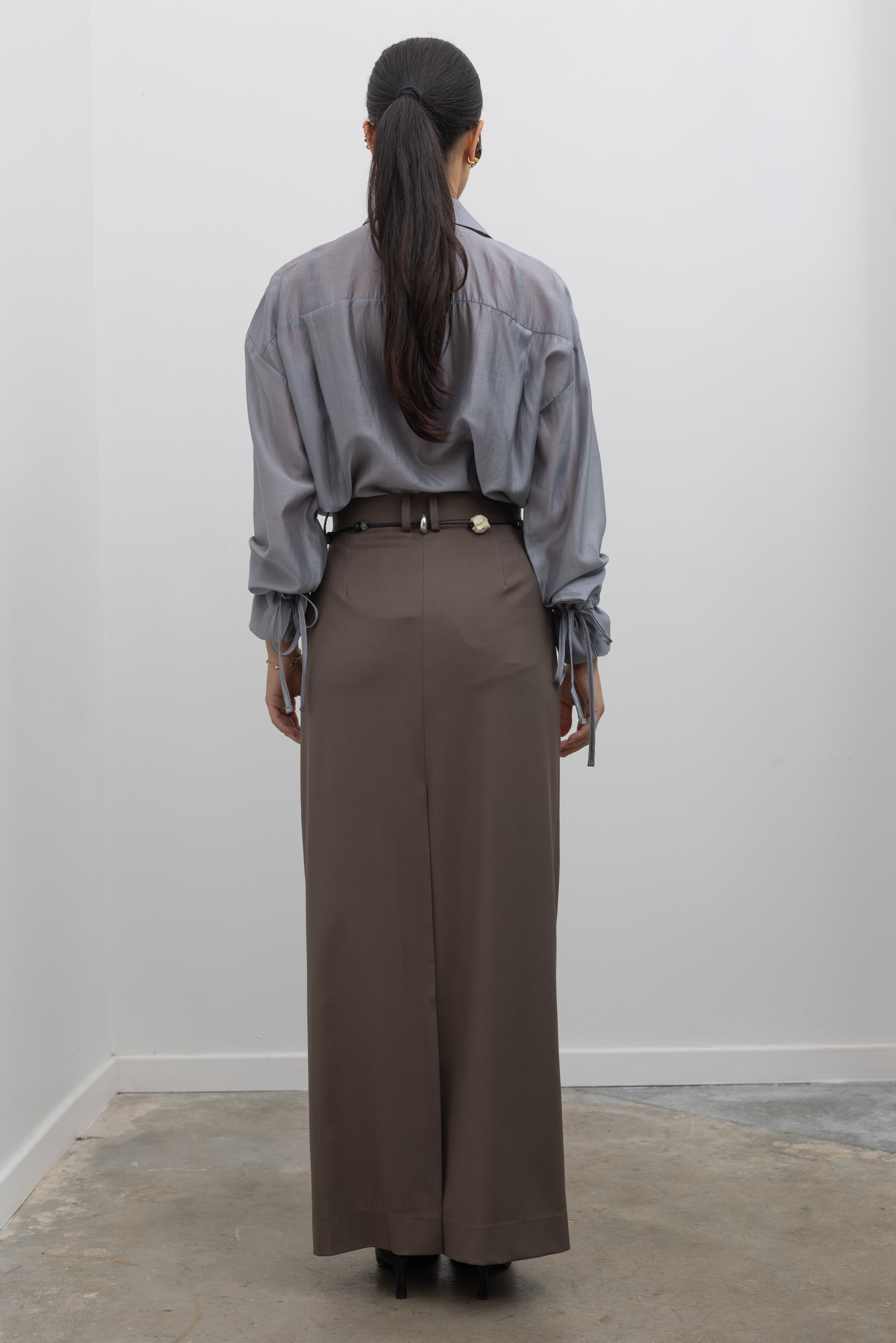 Brown Tailored Maxi Skirt