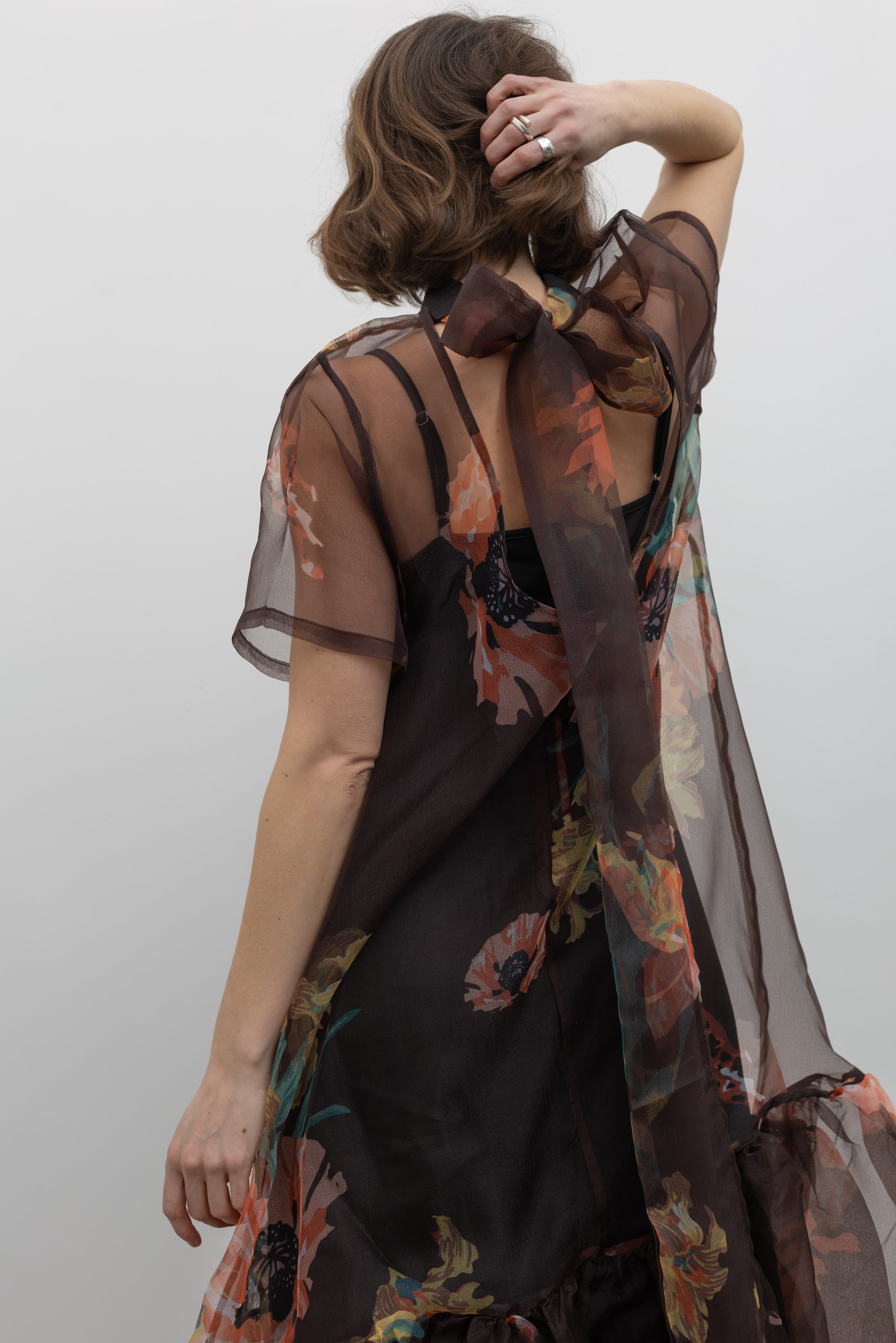 Floral Organza Drop Waist Maxi Dress