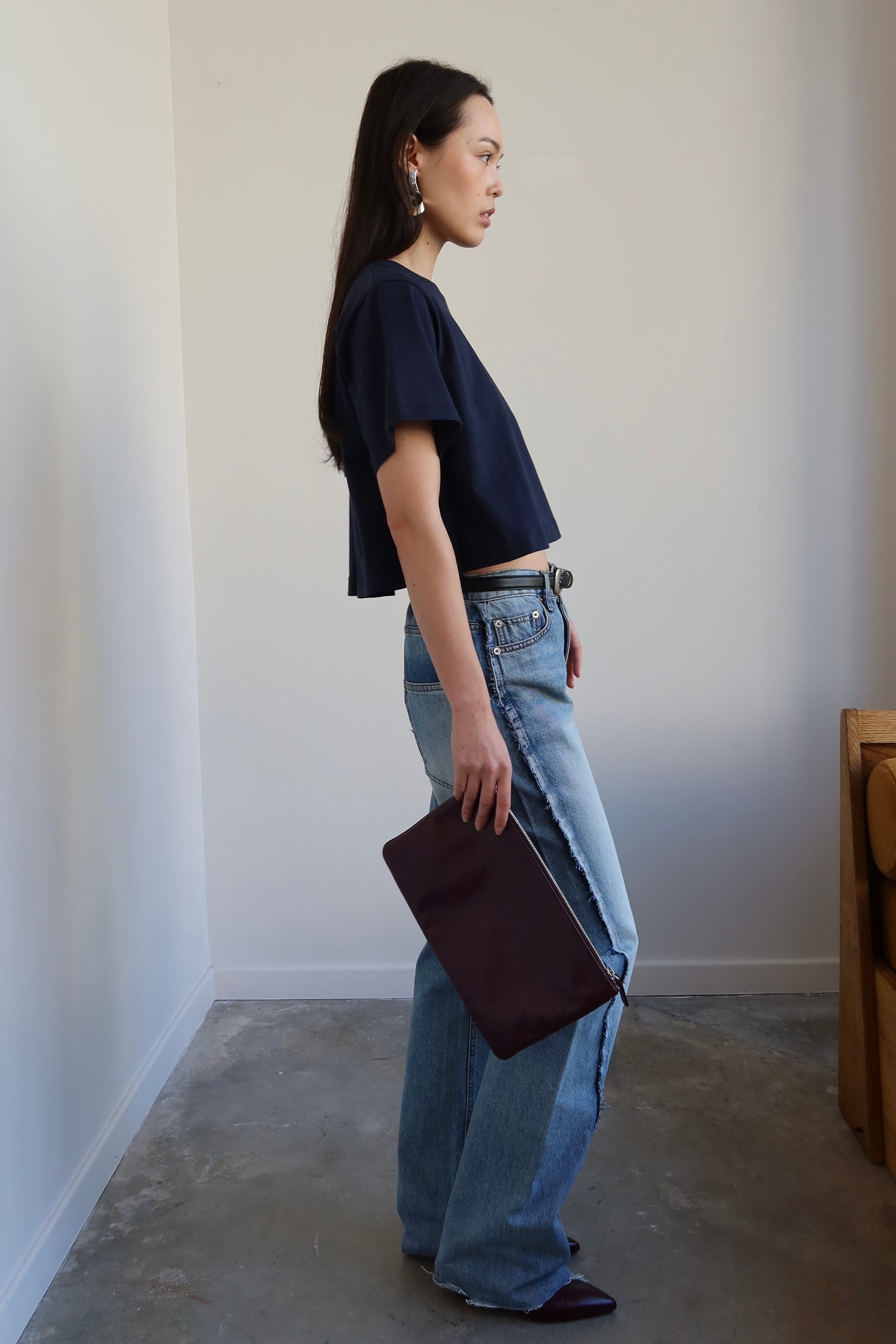 Navy Relaxed Cropped T-Shirt