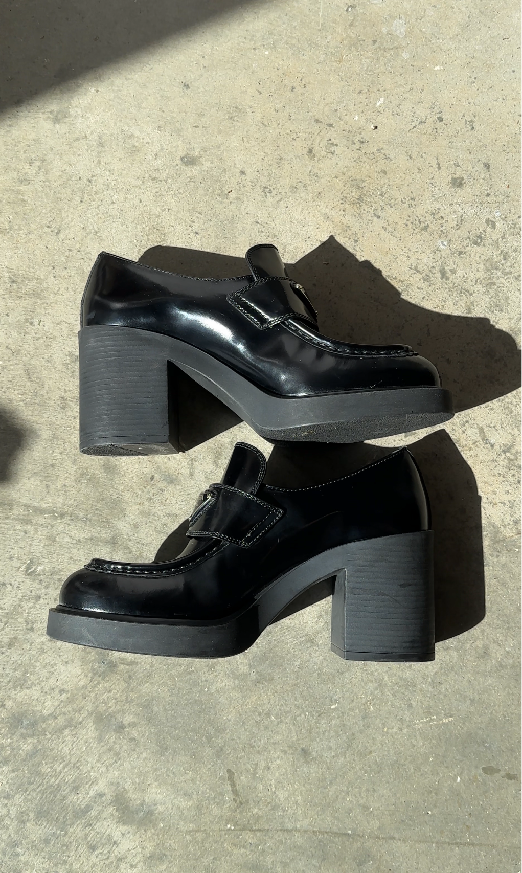 Prada Platform Black Patent Leather Loafers