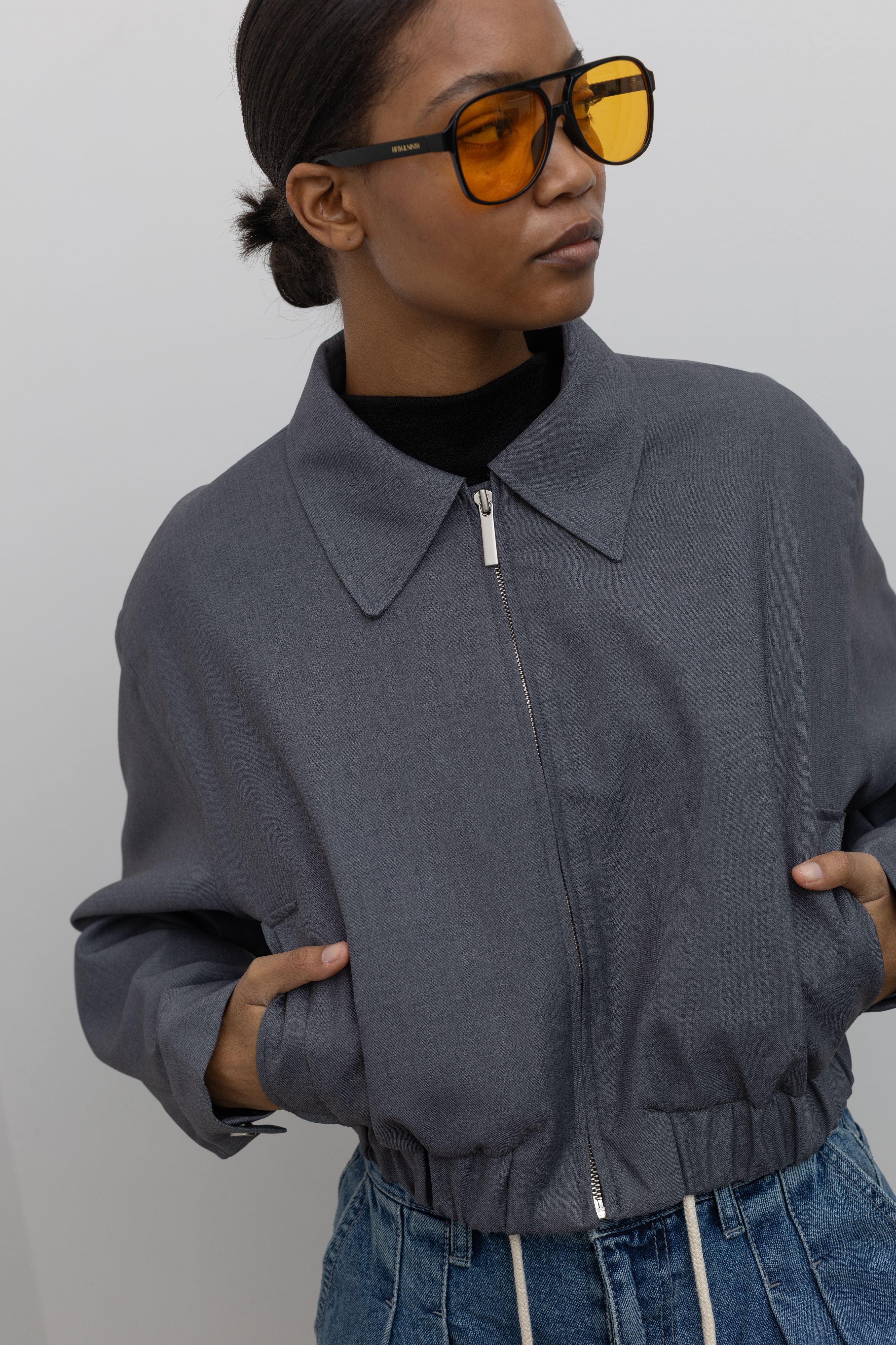 Charcoal Cropped Tailored Jacket