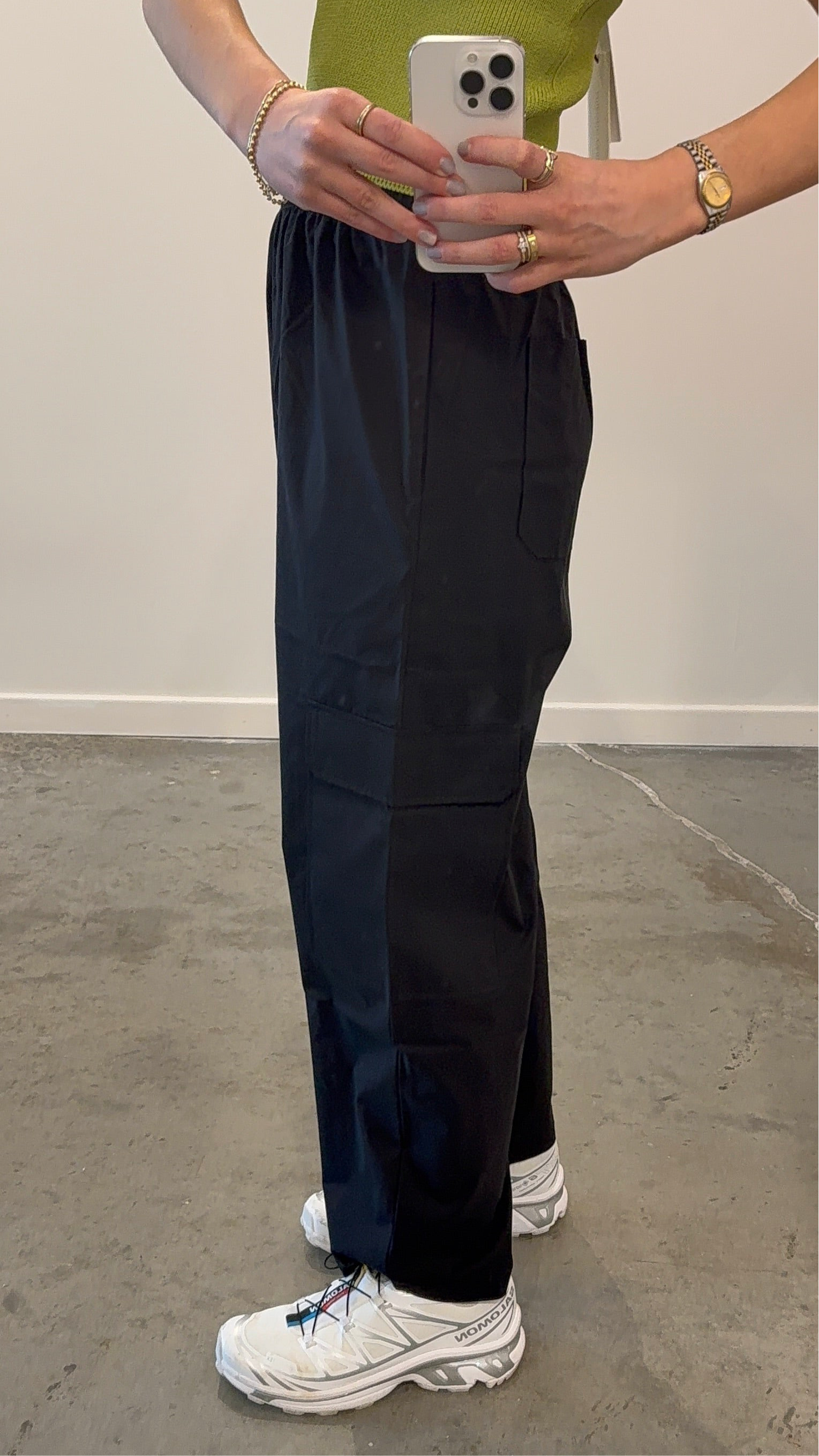 Black Elasticated Cargo Pants
