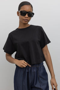 Black Relaxed Cropped T-Shirt