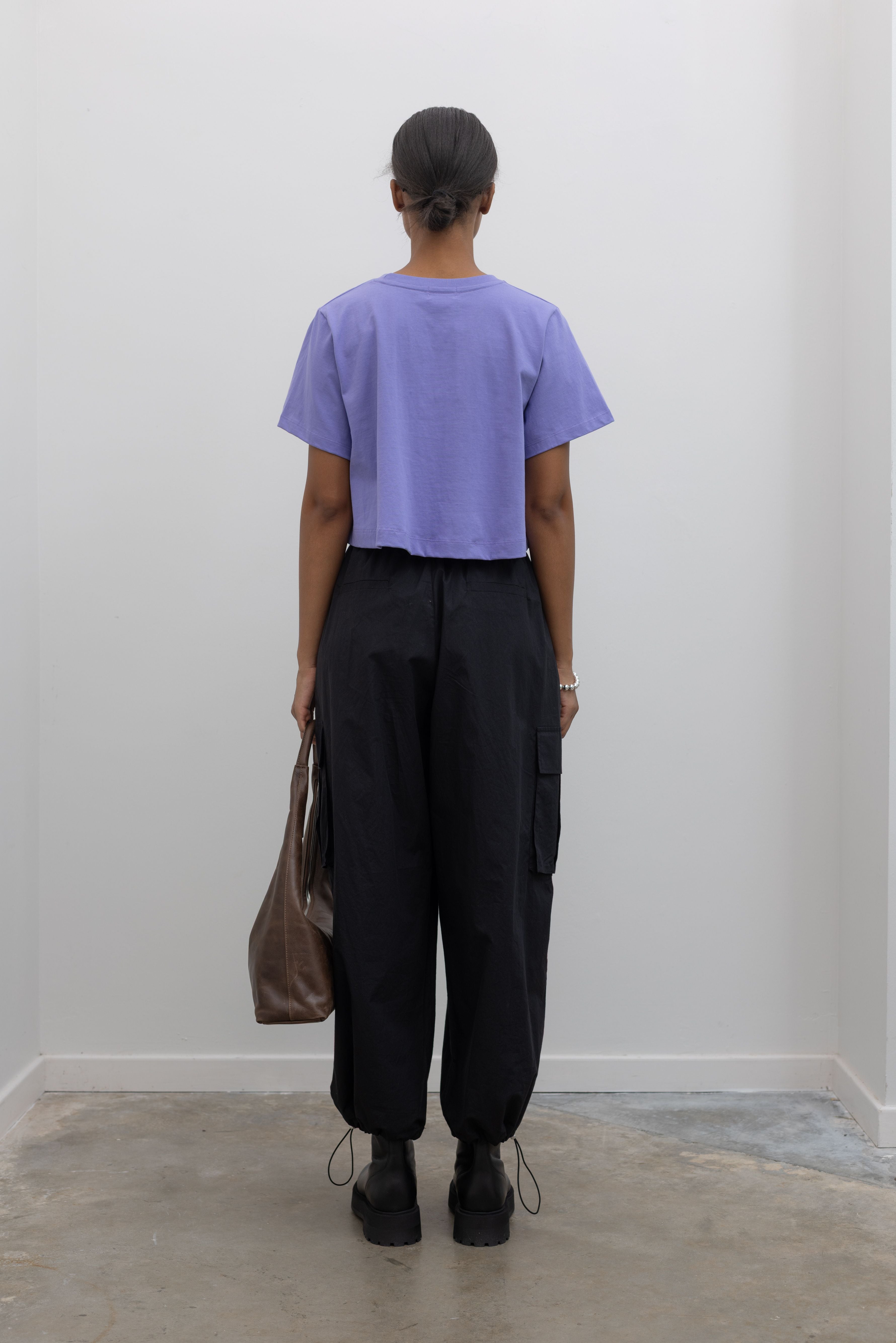 Alas Eius lavender relaxed cropped t-shirt, back view