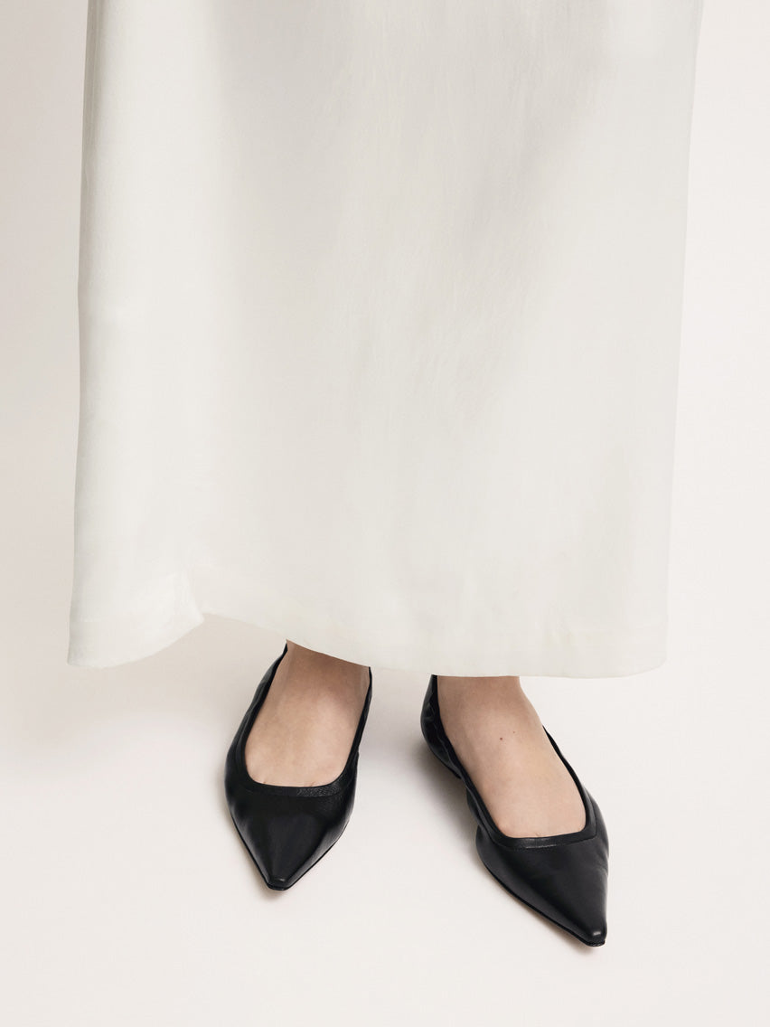 Aprica Black Shiny Nappa Ballet Flats