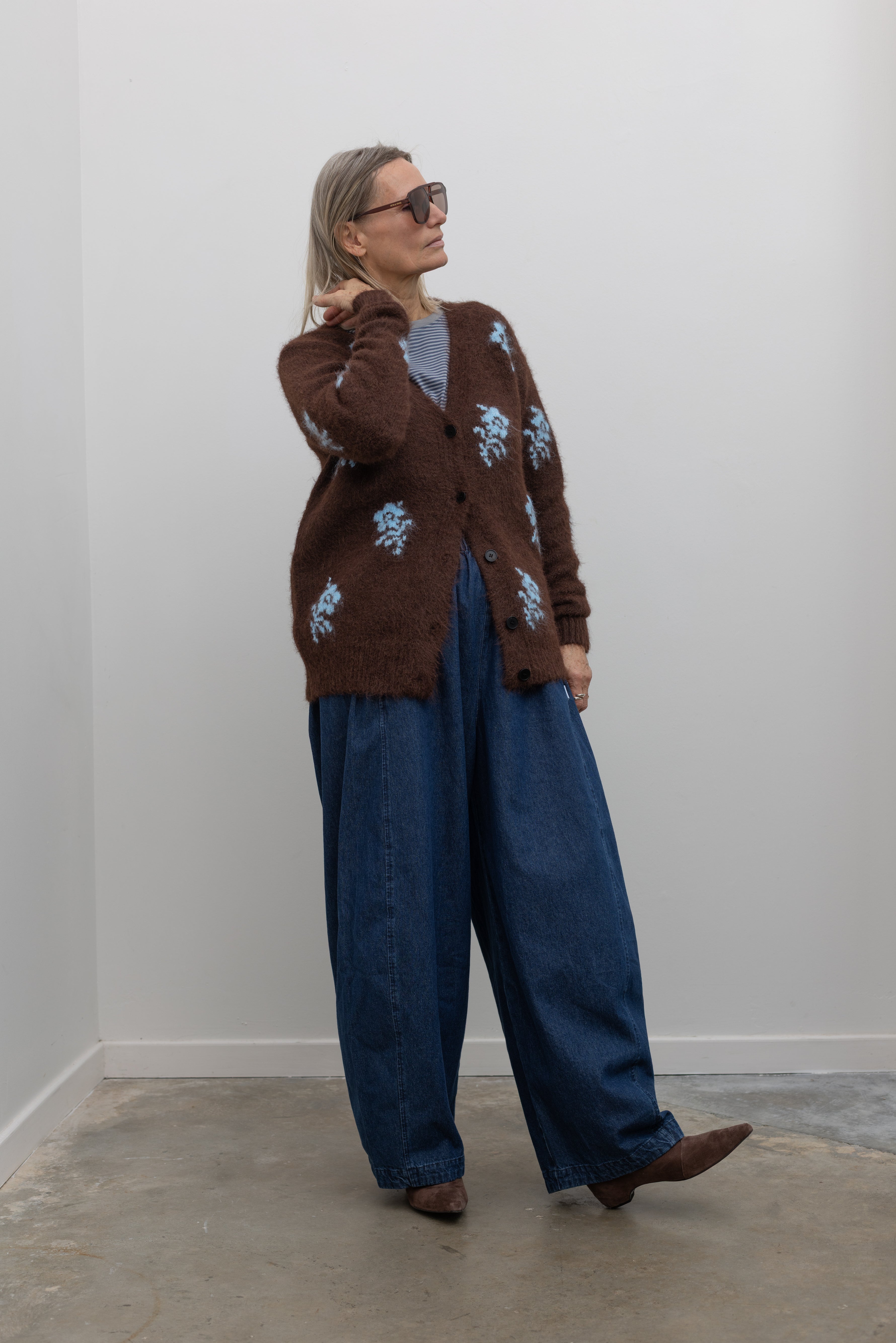 Denim Blue Cotton Parachute Pants