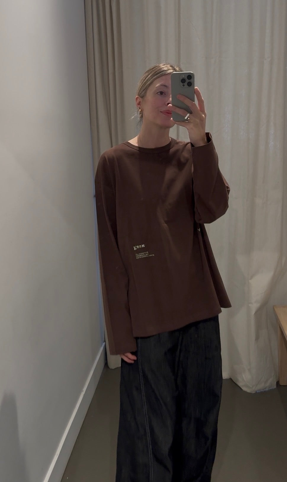Brown Long Sleeve Cotton Top