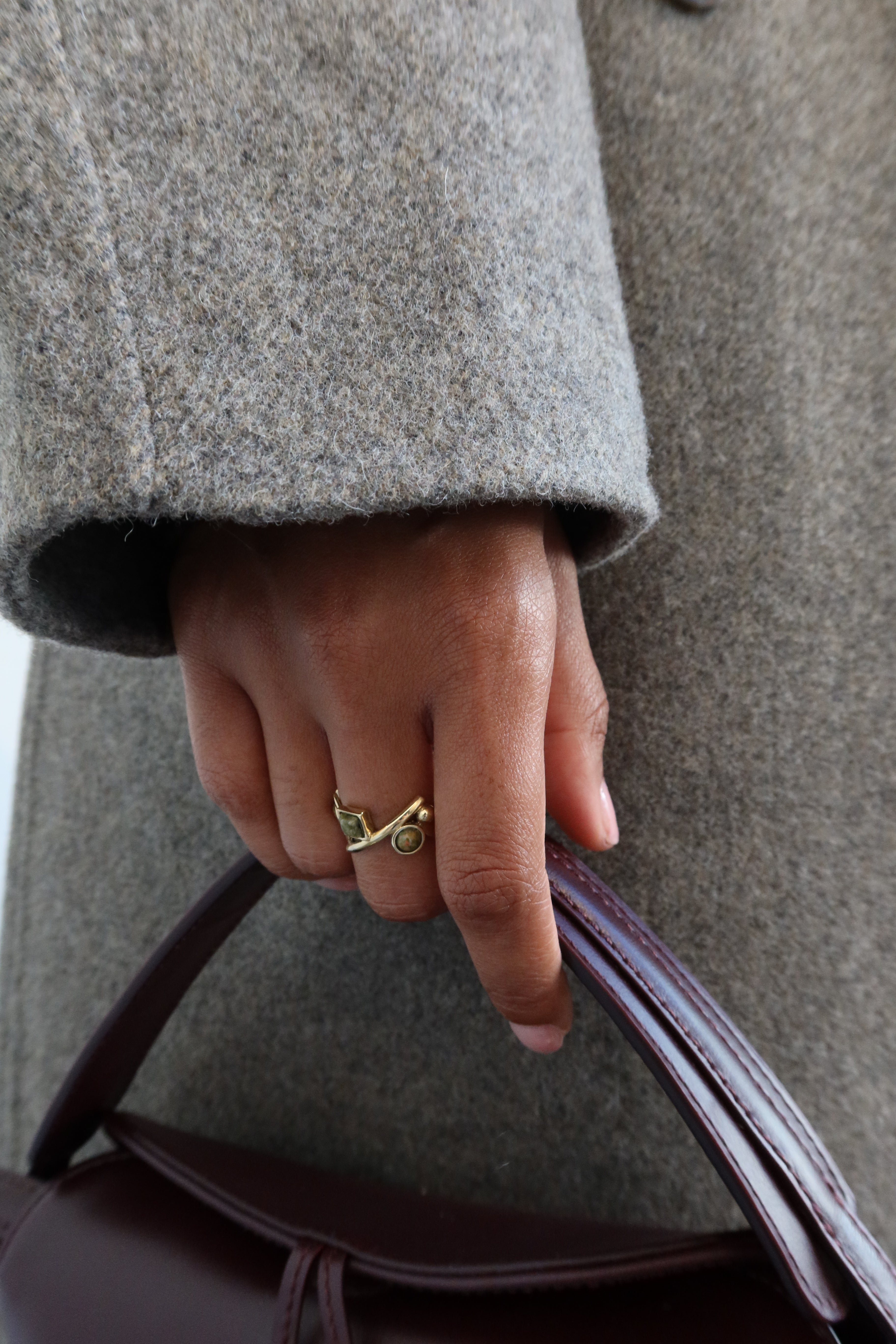 Gold And Stone Shapes Ring