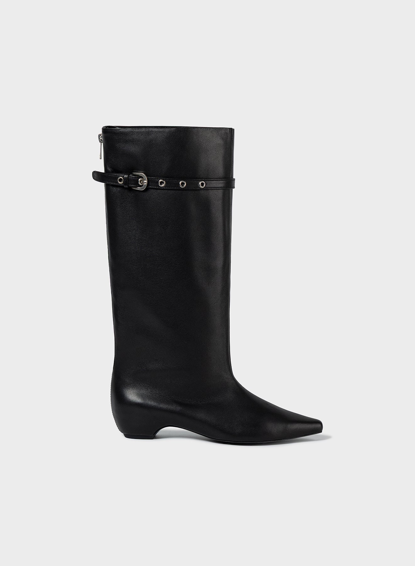 Black Back Zipped Middle Boots