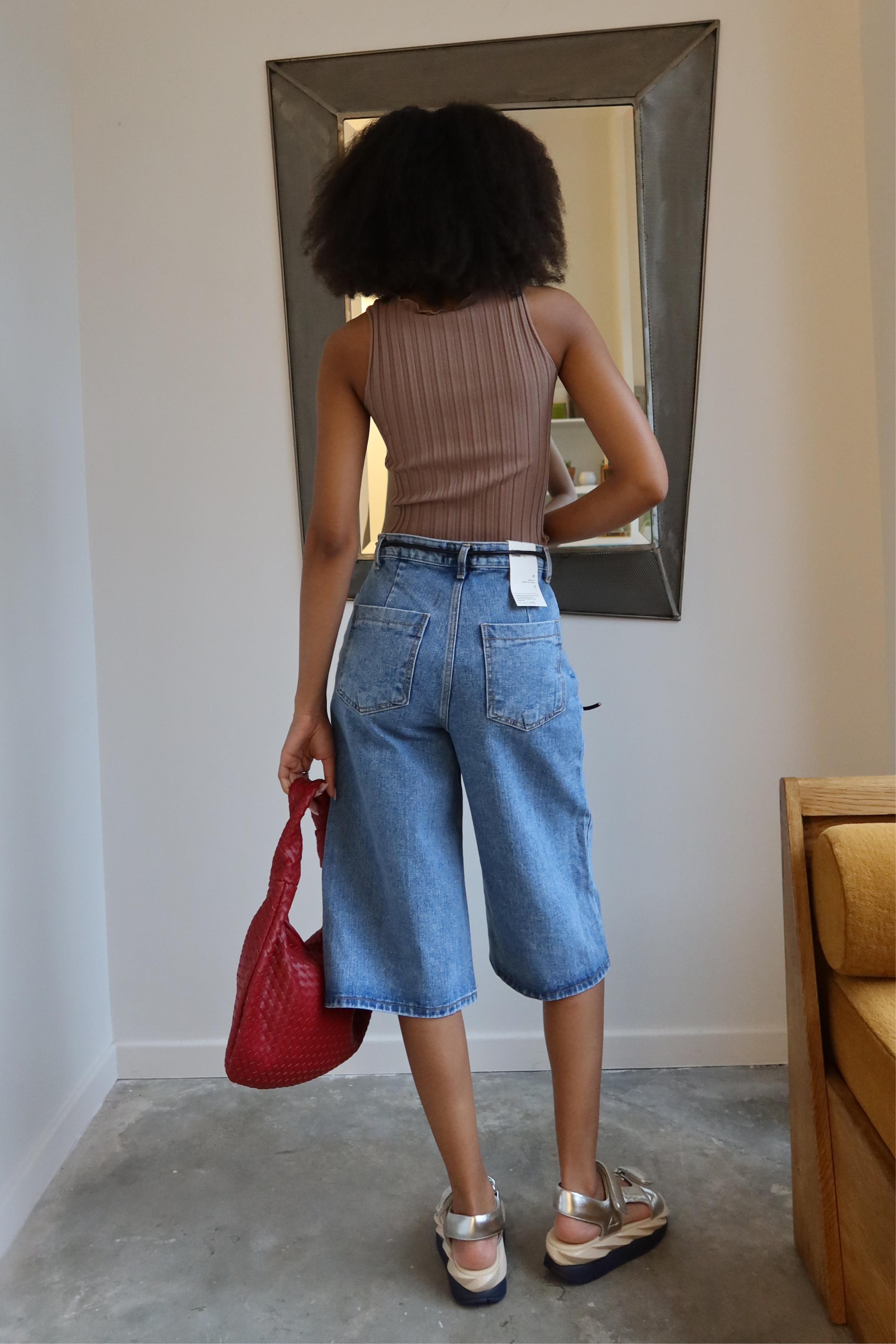 Mid Wash Denim Bermuda Shorts