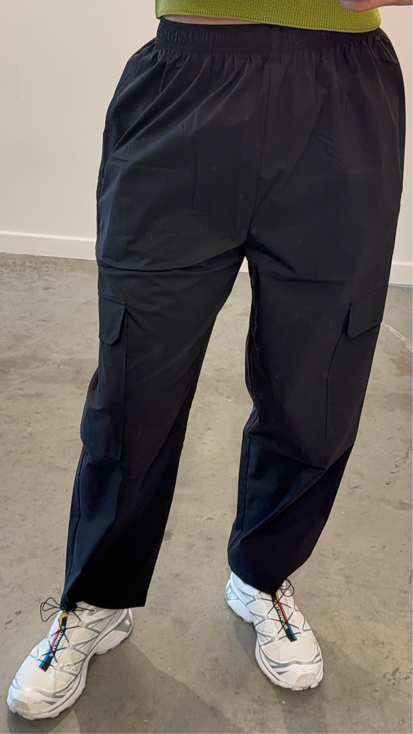 Black Elasticated Cargo Pants