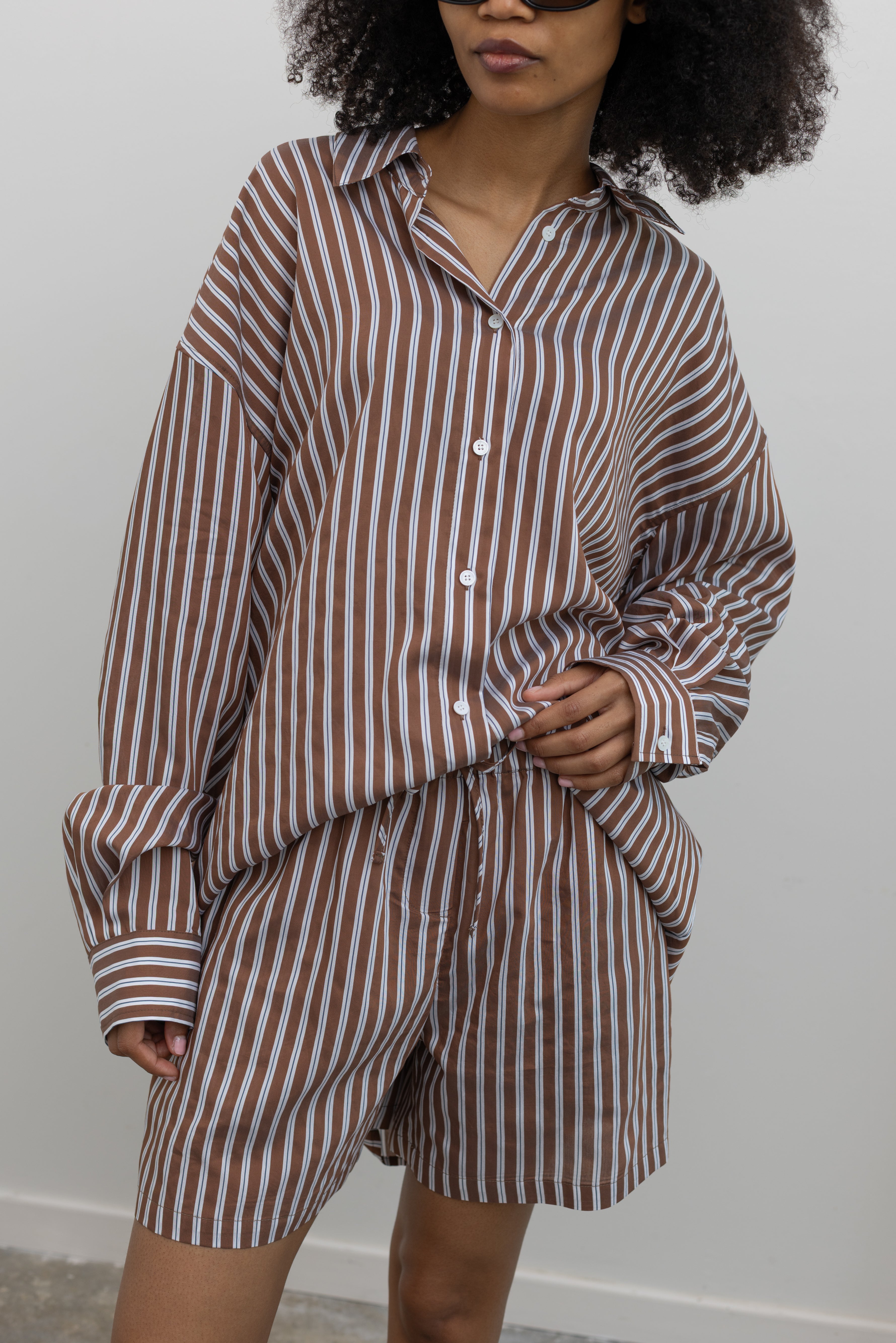 Collective classic pinstripe oversized shirt with long sleeves and relaxed fit at Alas Eius