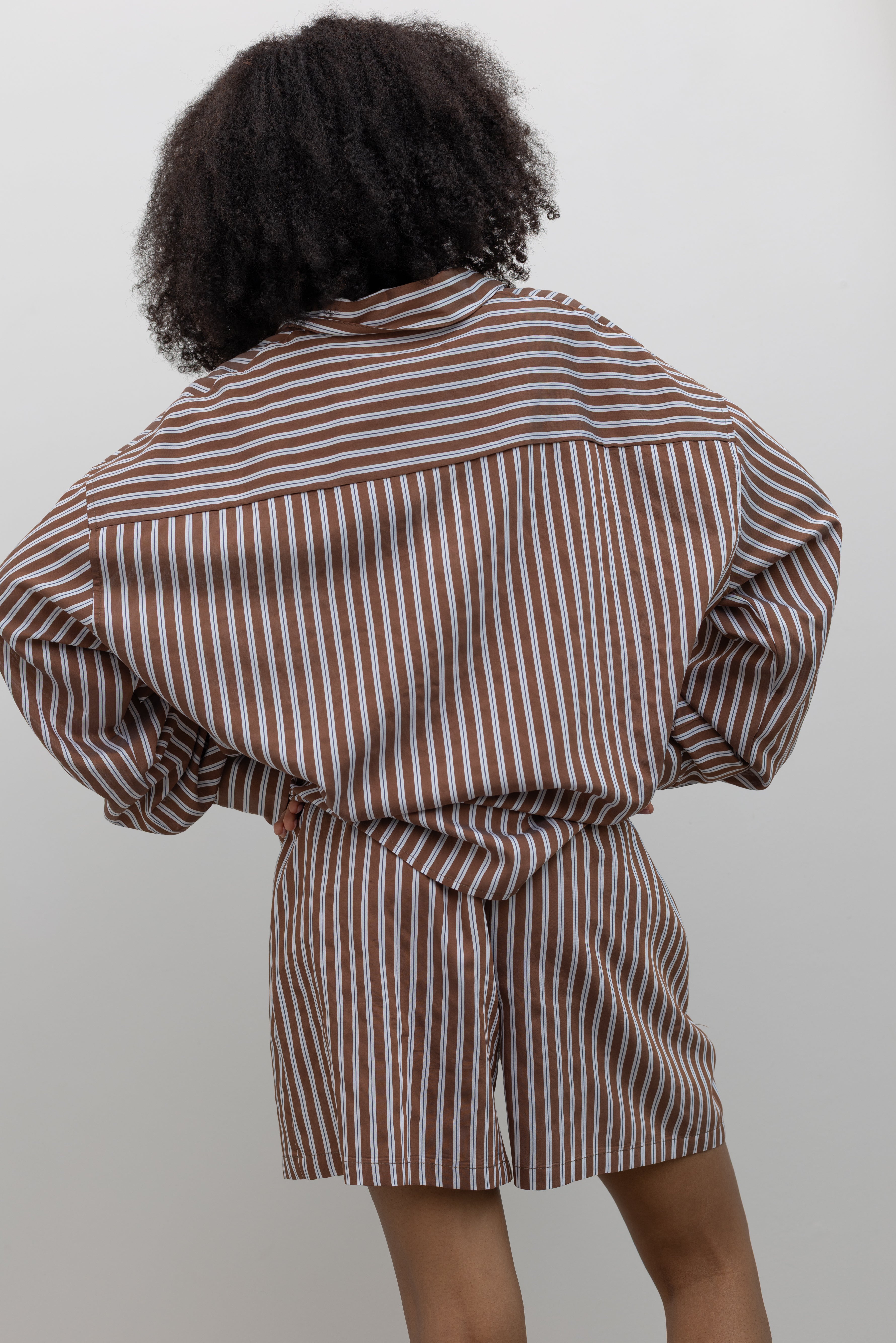 Collective striped relaxed fit shorts with adjustable drawstring waist at Alas Eius
