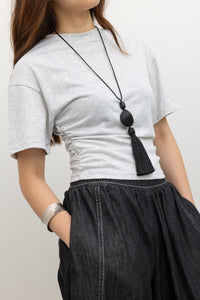 Light Gray Batwing Sleeve Cinched Waist Tee