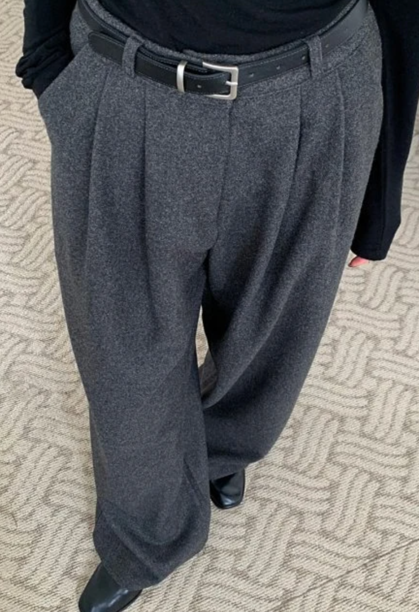 Collective Charcoal Tailored Wide Leg pleated Pants at alas eius