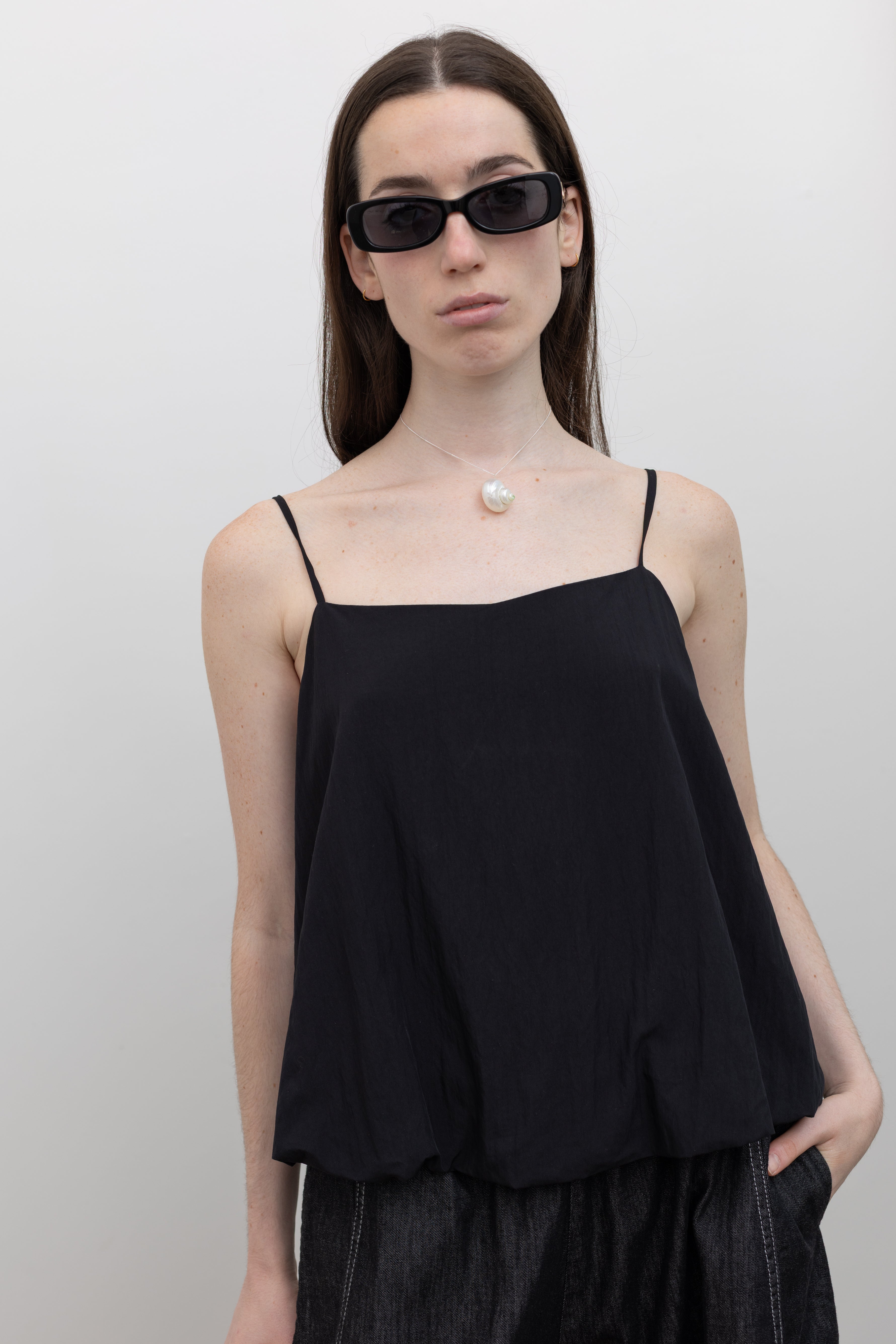 Black Billowy Cami Bubble Hem Top – alas eius