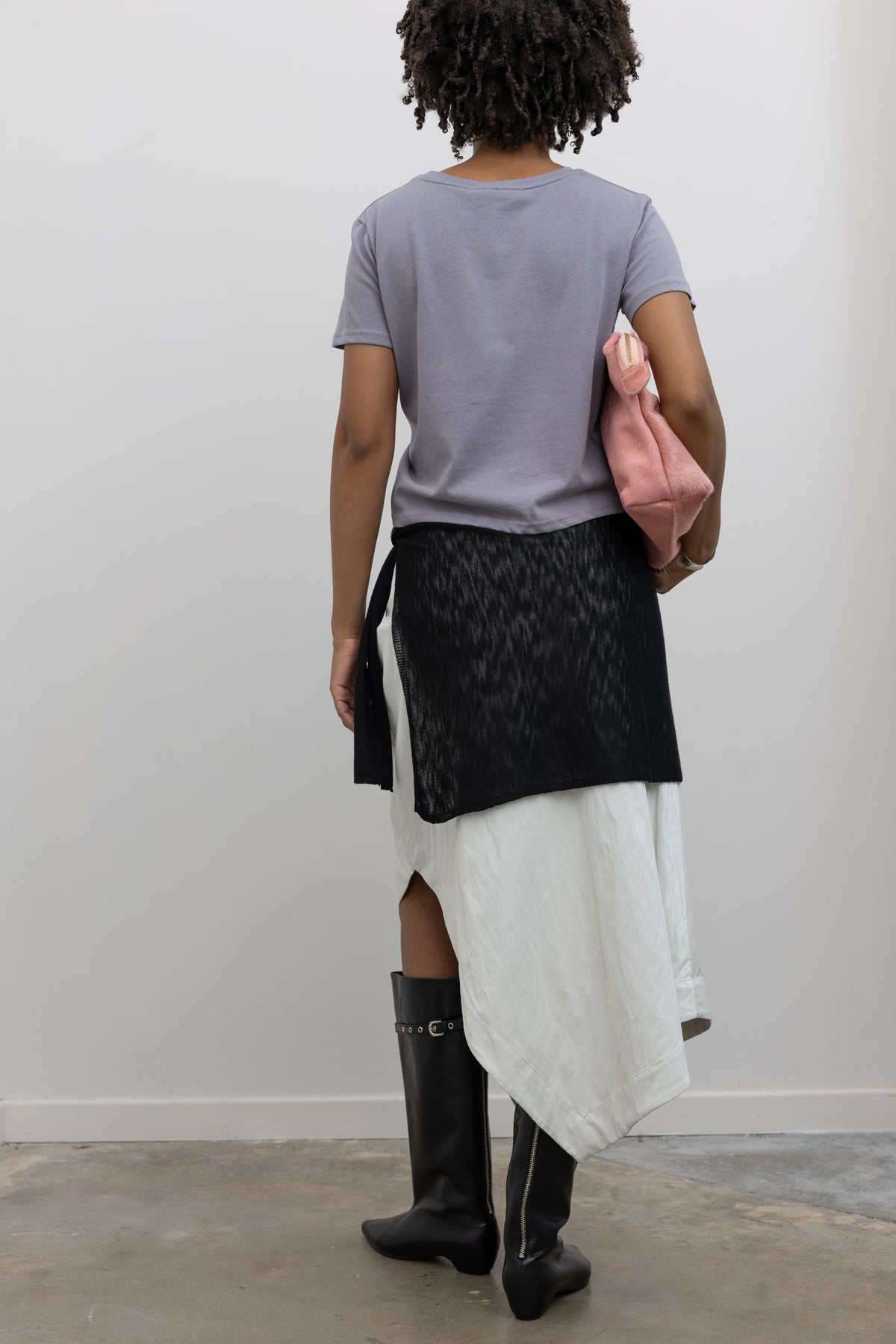 Collective Black Linen Waist Wrap, Minimalist Layering Shawl with Draped Silhouette, at Alas Eius