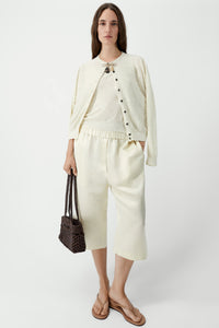Cream Linen & Cotton Flecked Cardigan