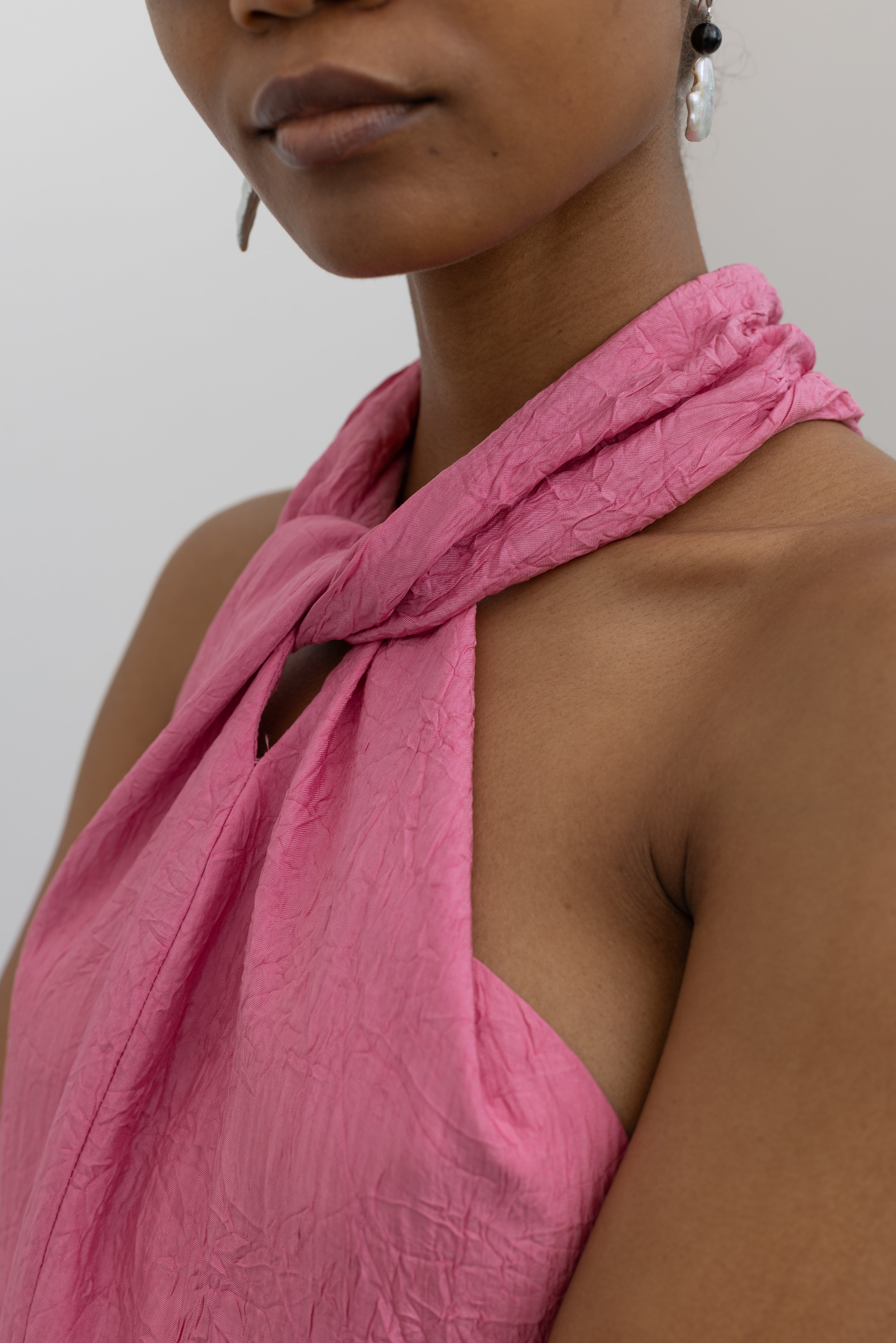 Peony Crinkle Scarf Bias Maxi Dress