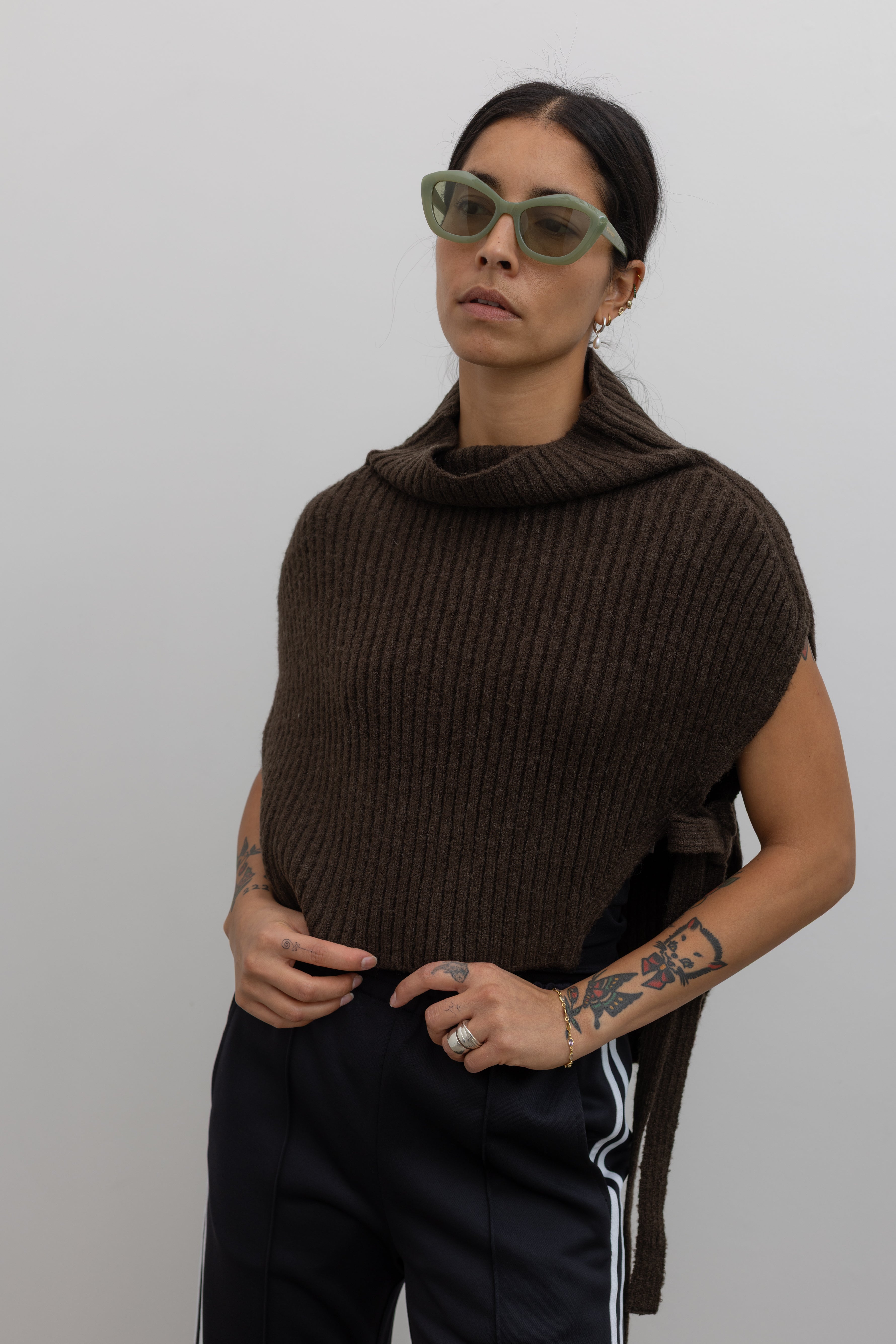 Olive Brown Ribbed Neck Warmer