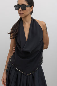 Black Studded Halter Neck Top