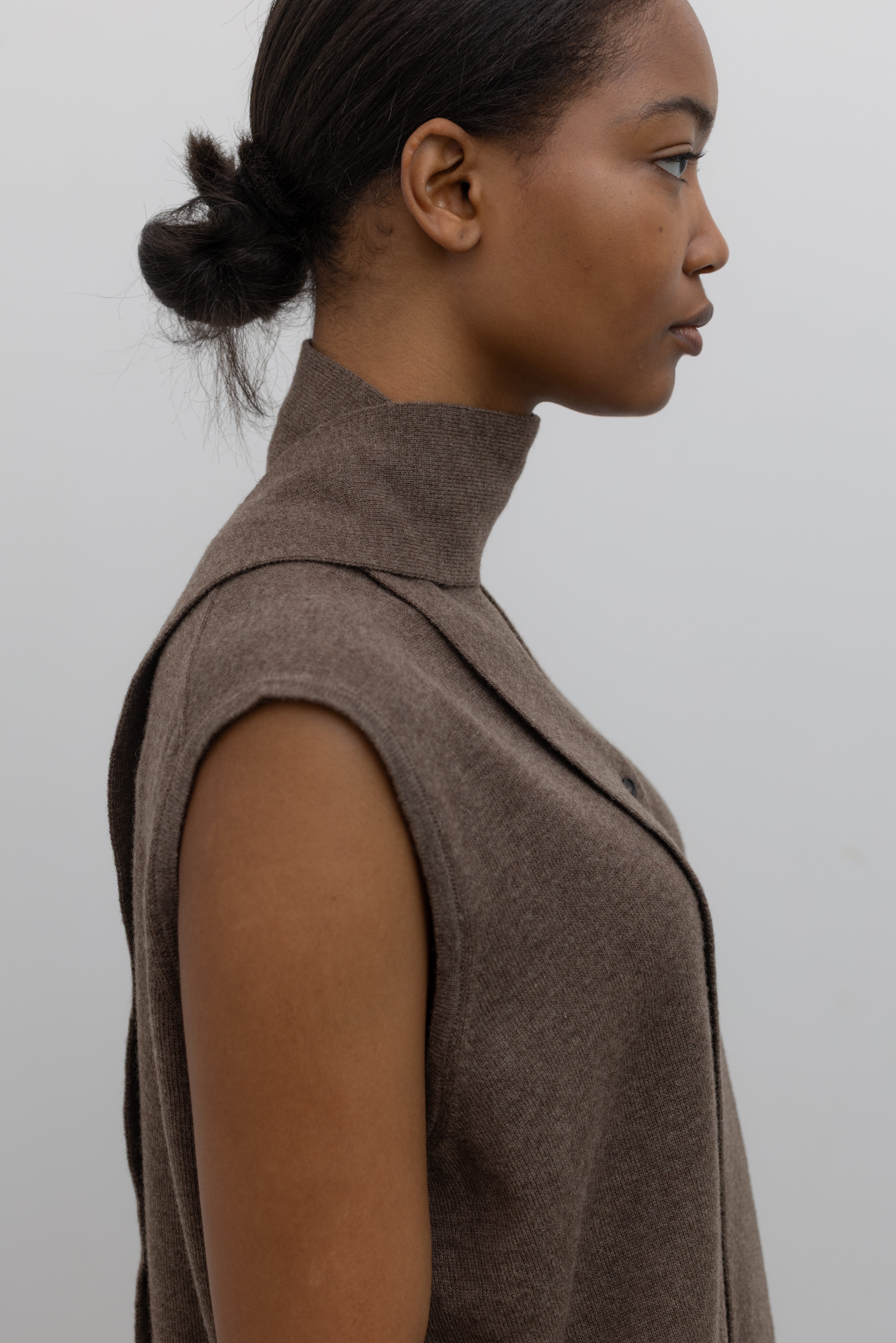 Taupe Merino Wool Lace Waistcoat