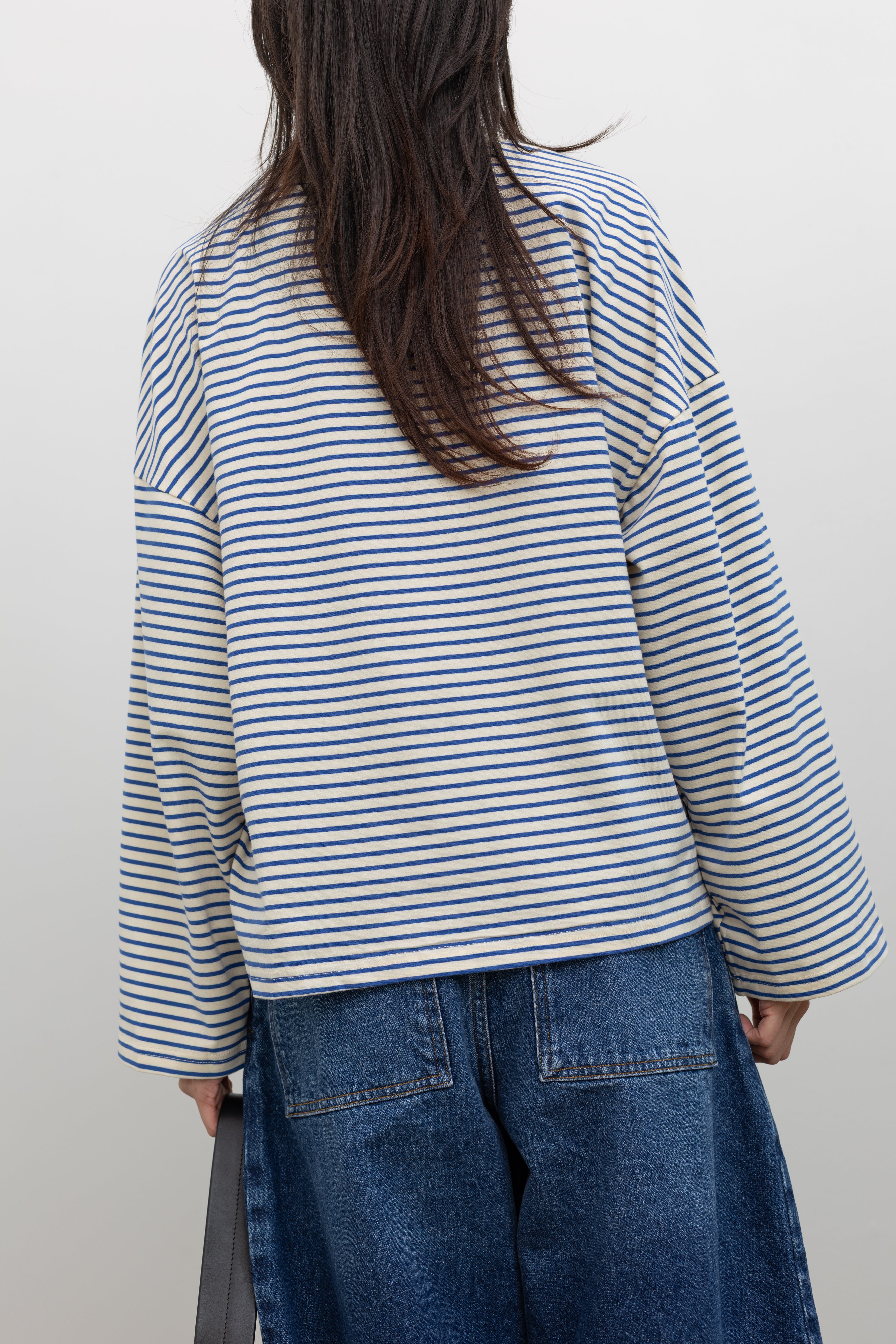 Blue Stripe Long Sleeve Cotton Top