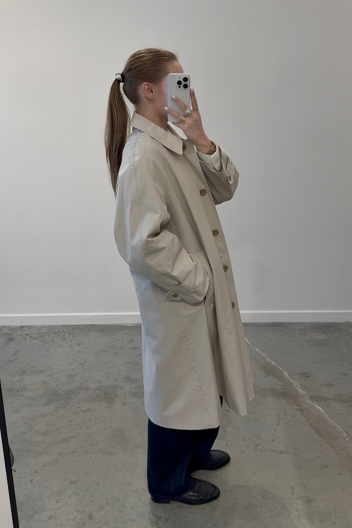 Beige Oversized Trench Coat
