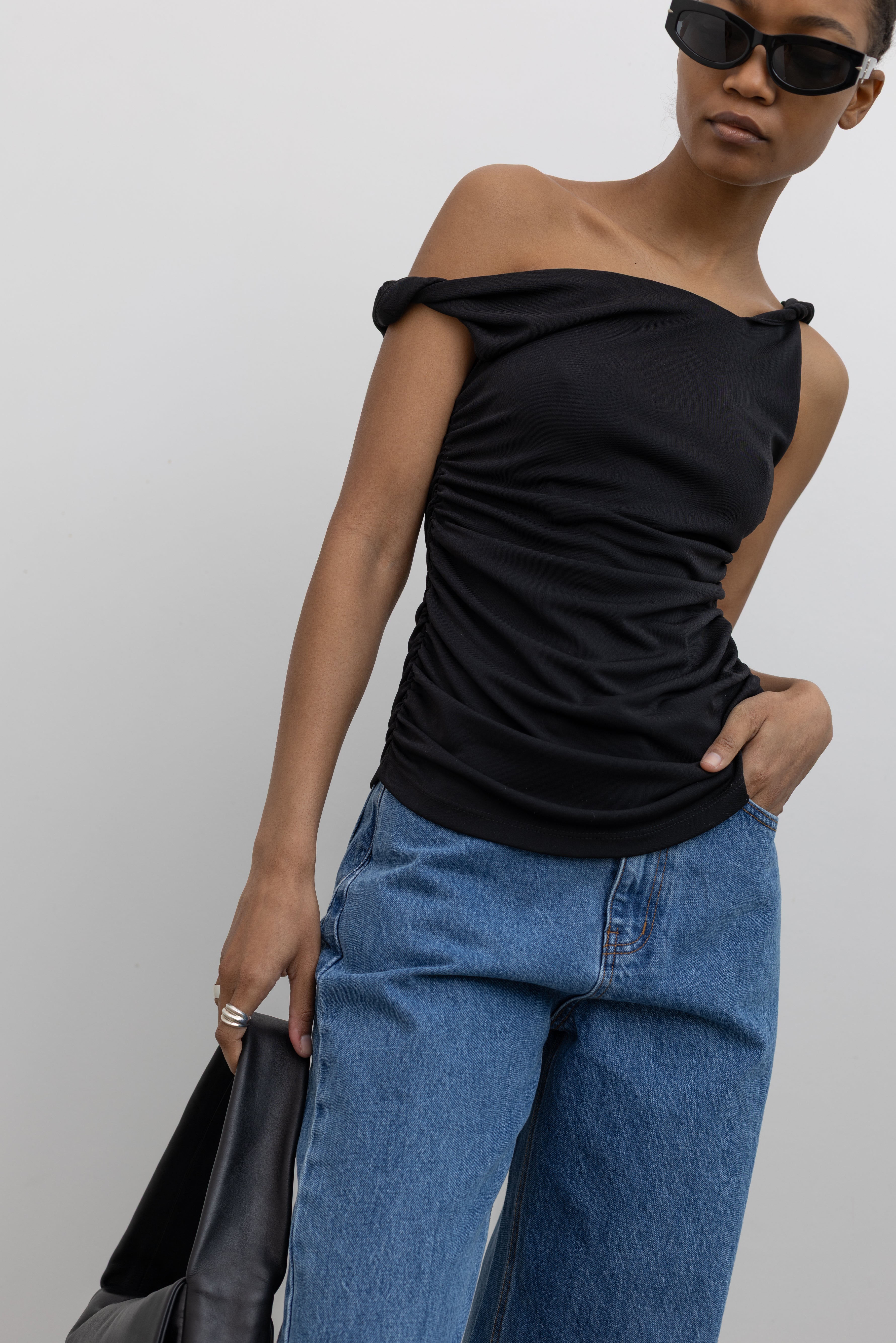 Black Twisted Straps Top