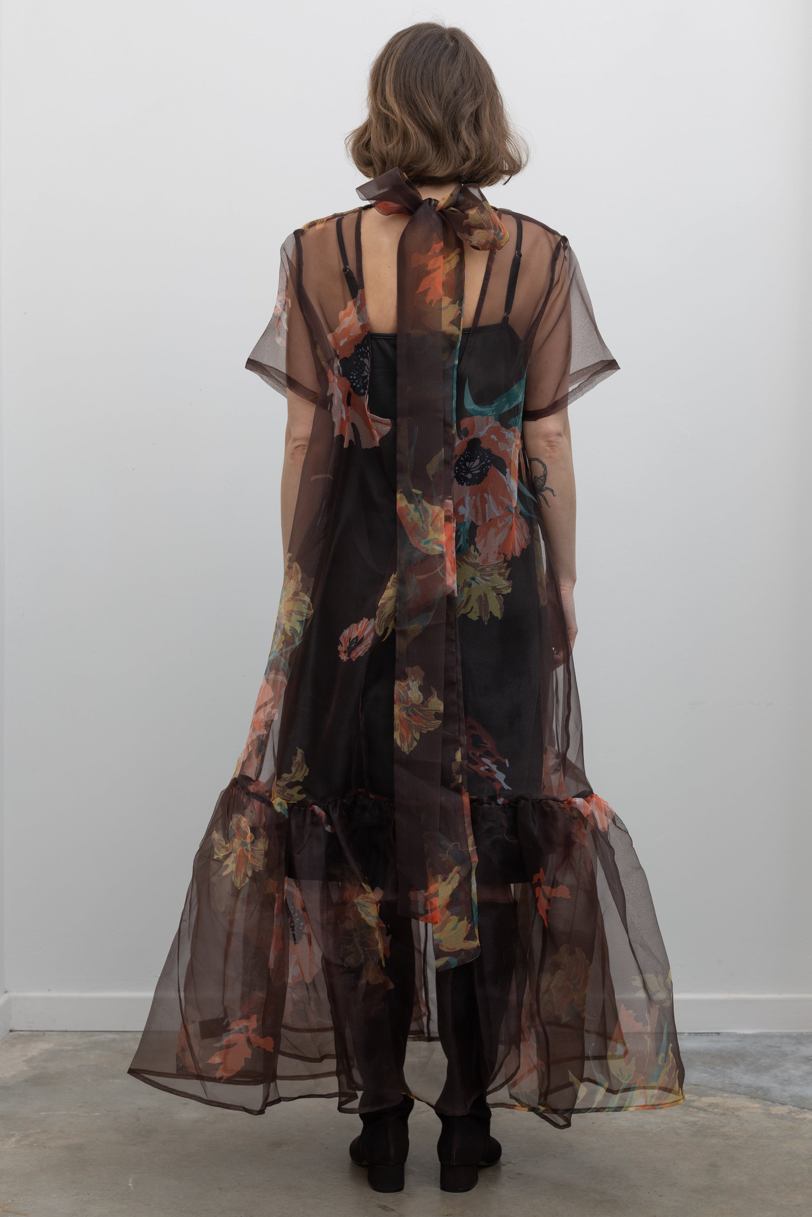 Floral Organza Drop Waist Maxi Dress