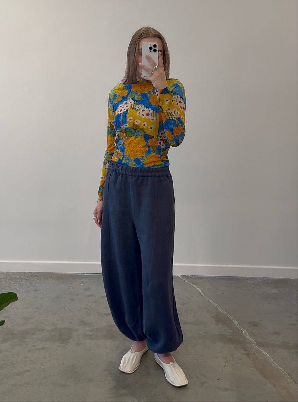 Hemp Round Leg Drawstring Pants