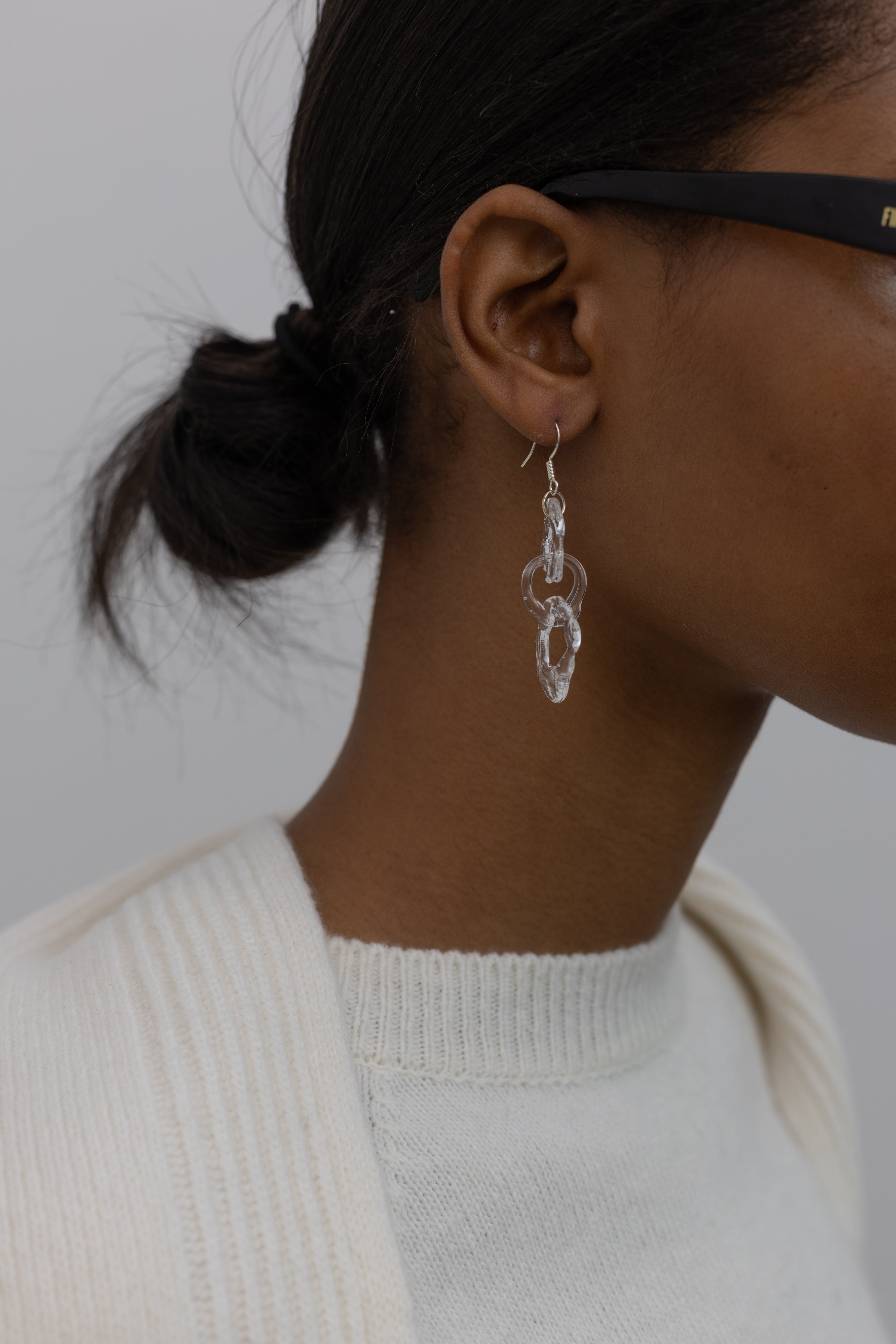 Clear Glass Minimal Earrings