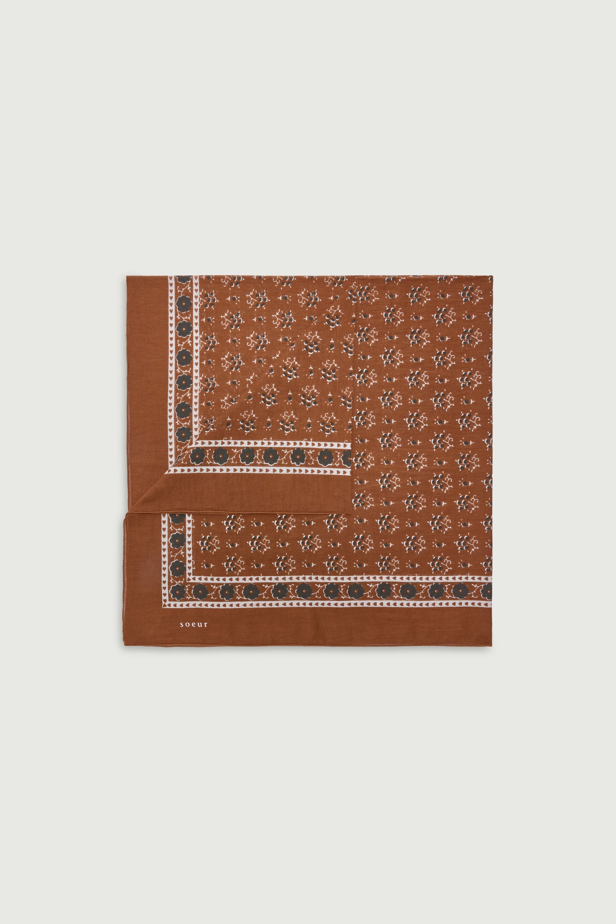 Caramel and Anthracite Classique Printed Scarf