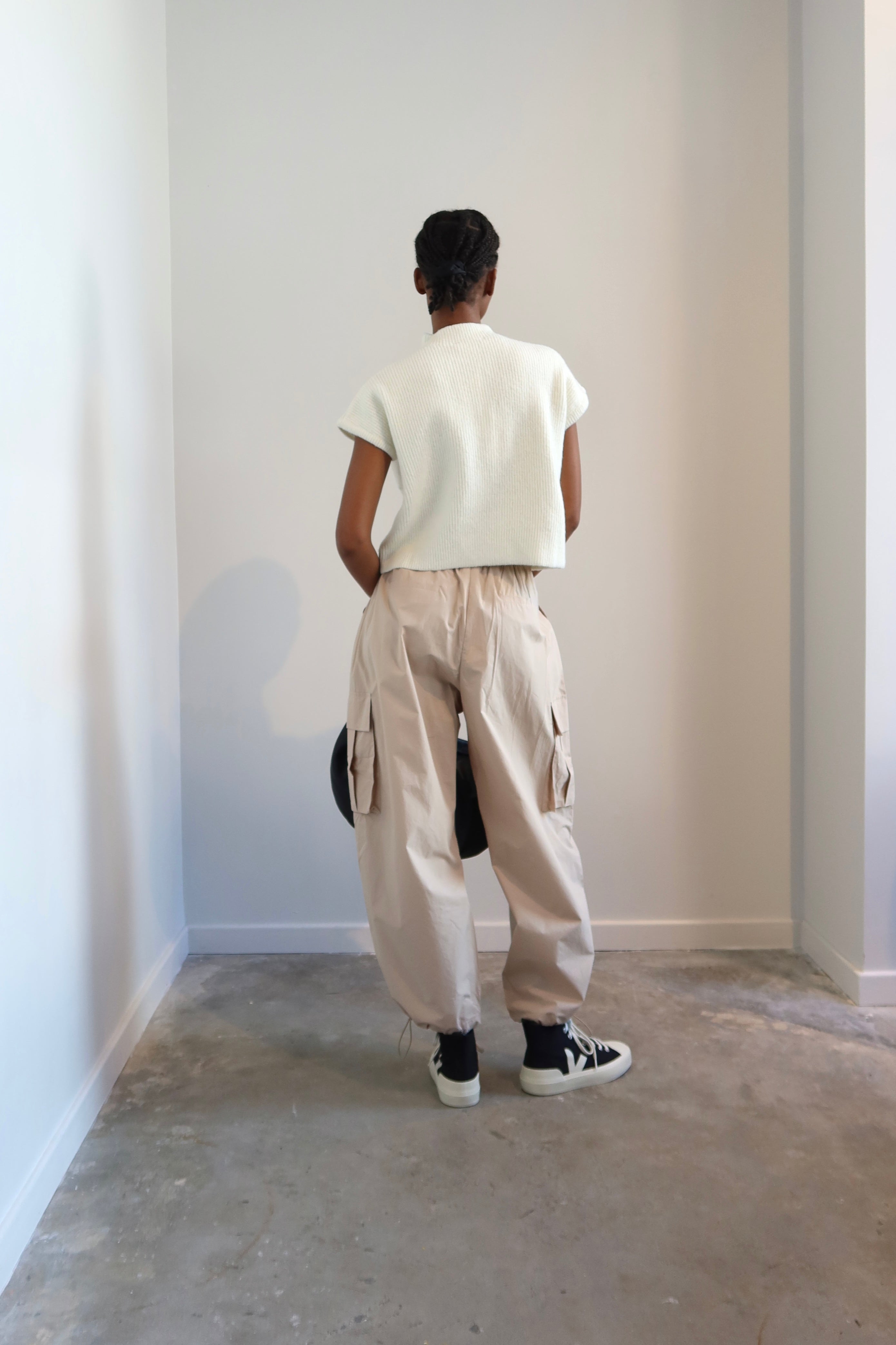 Tan Wide Leg Cargo Pants