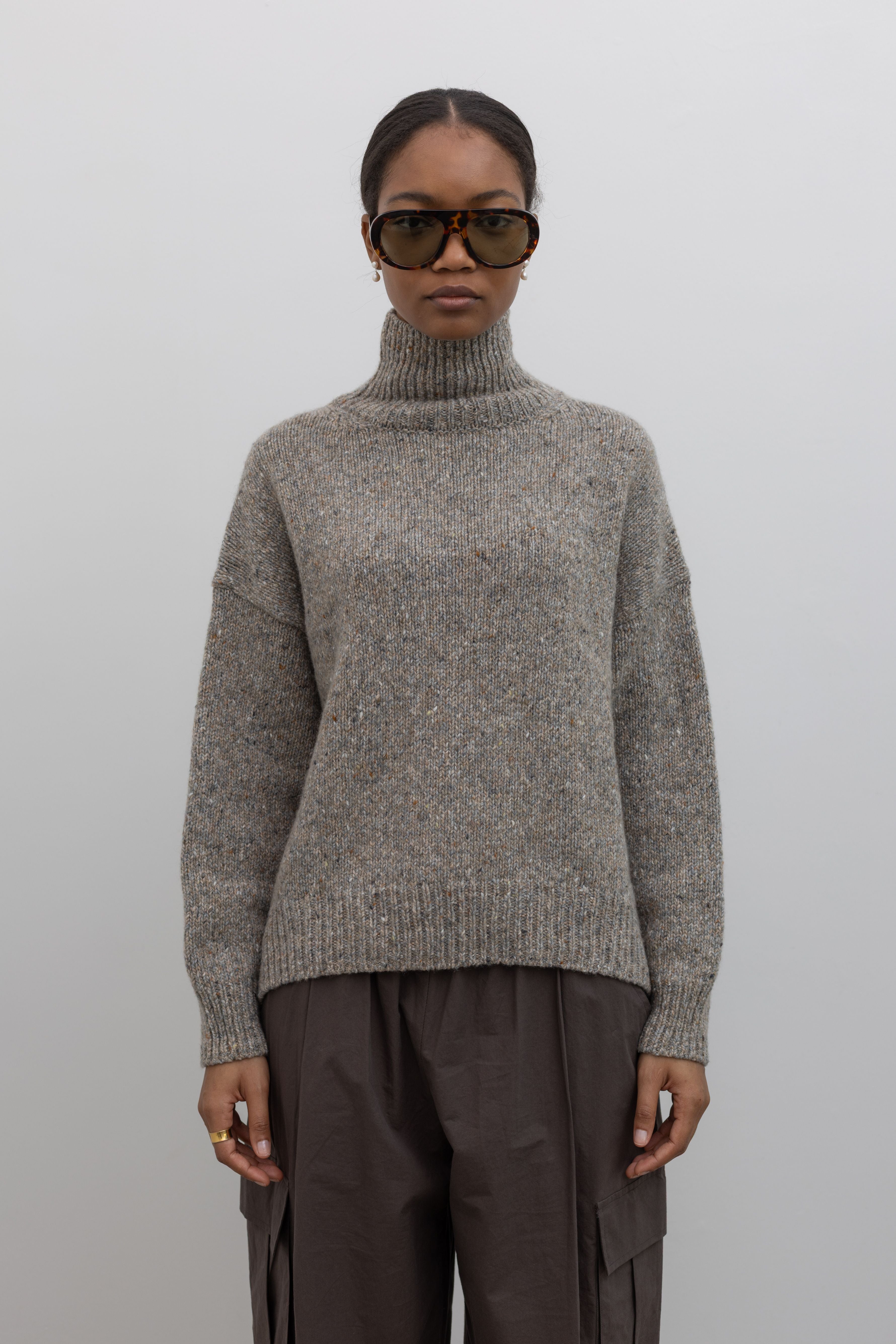 Kemijo Clay Toffee Turtleneck Knit Sweater