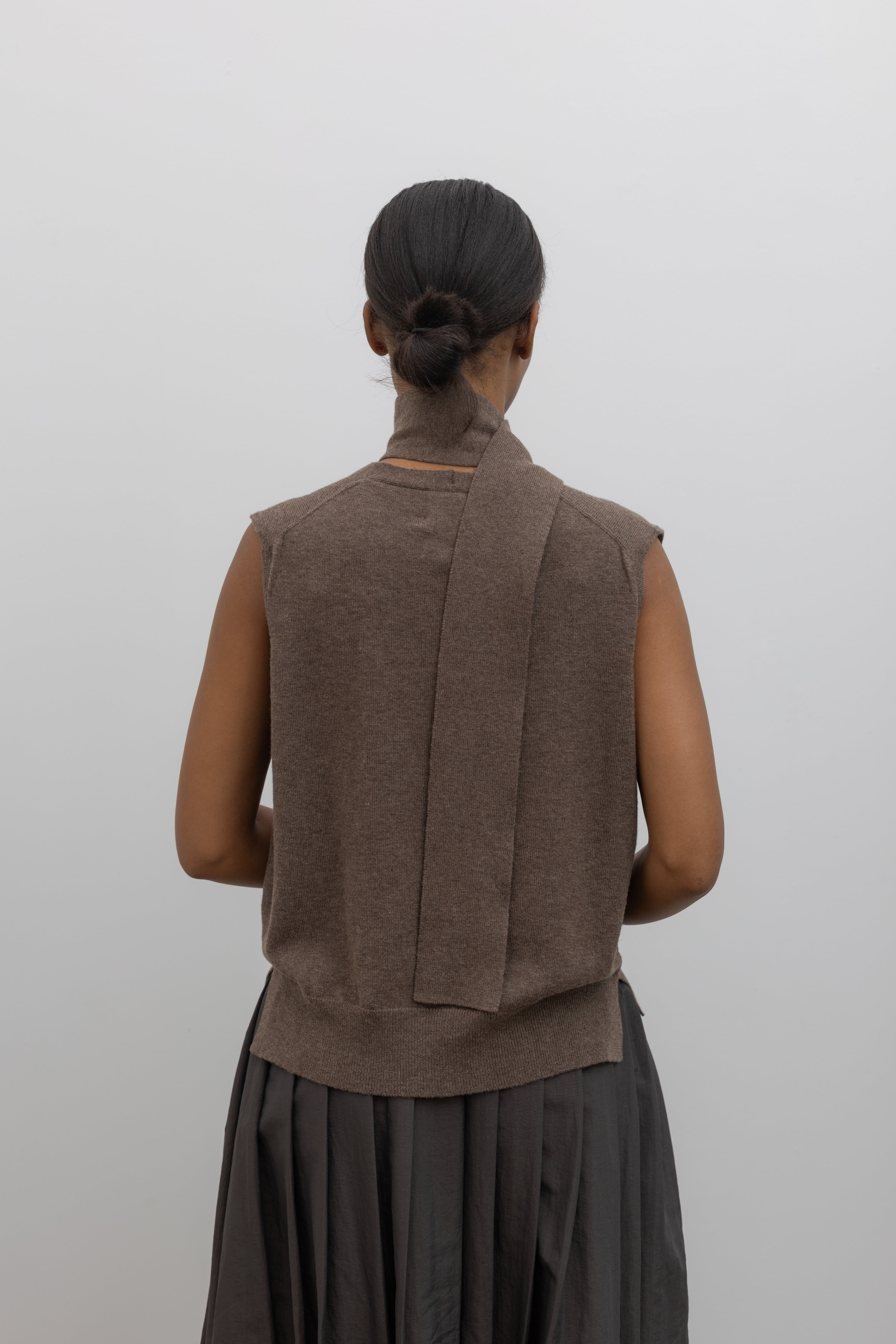Taupe Merino Wool Lace Waistcoat