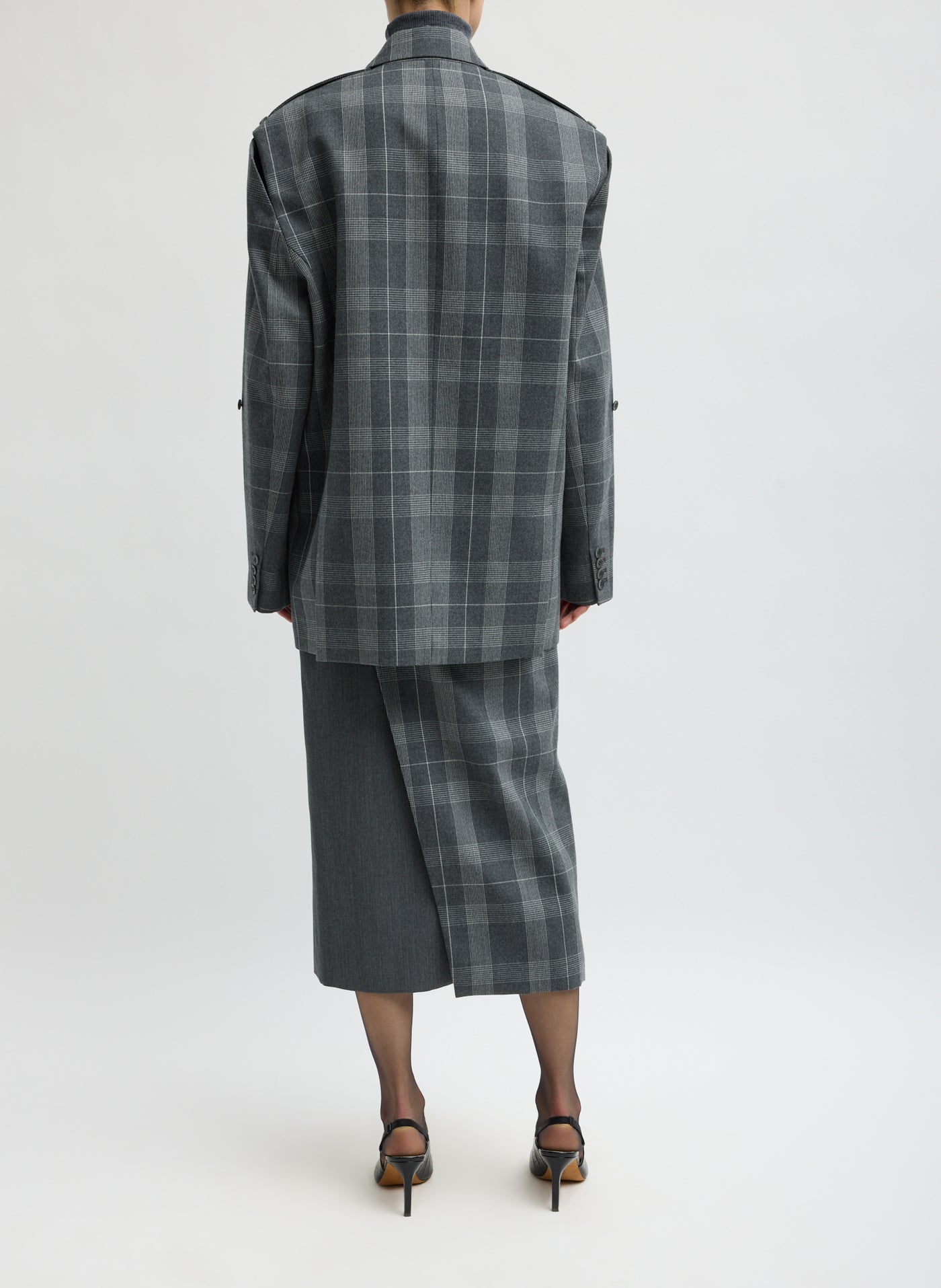 Grey Papery Wool Plaid Easy Mens Blazer