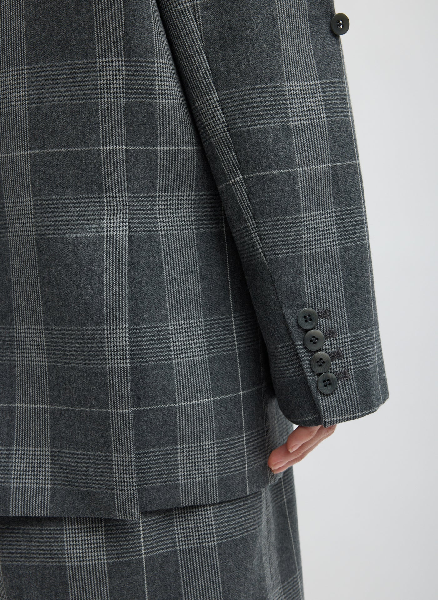 Grey Papery Wool Plaid Easy Mens Blazer