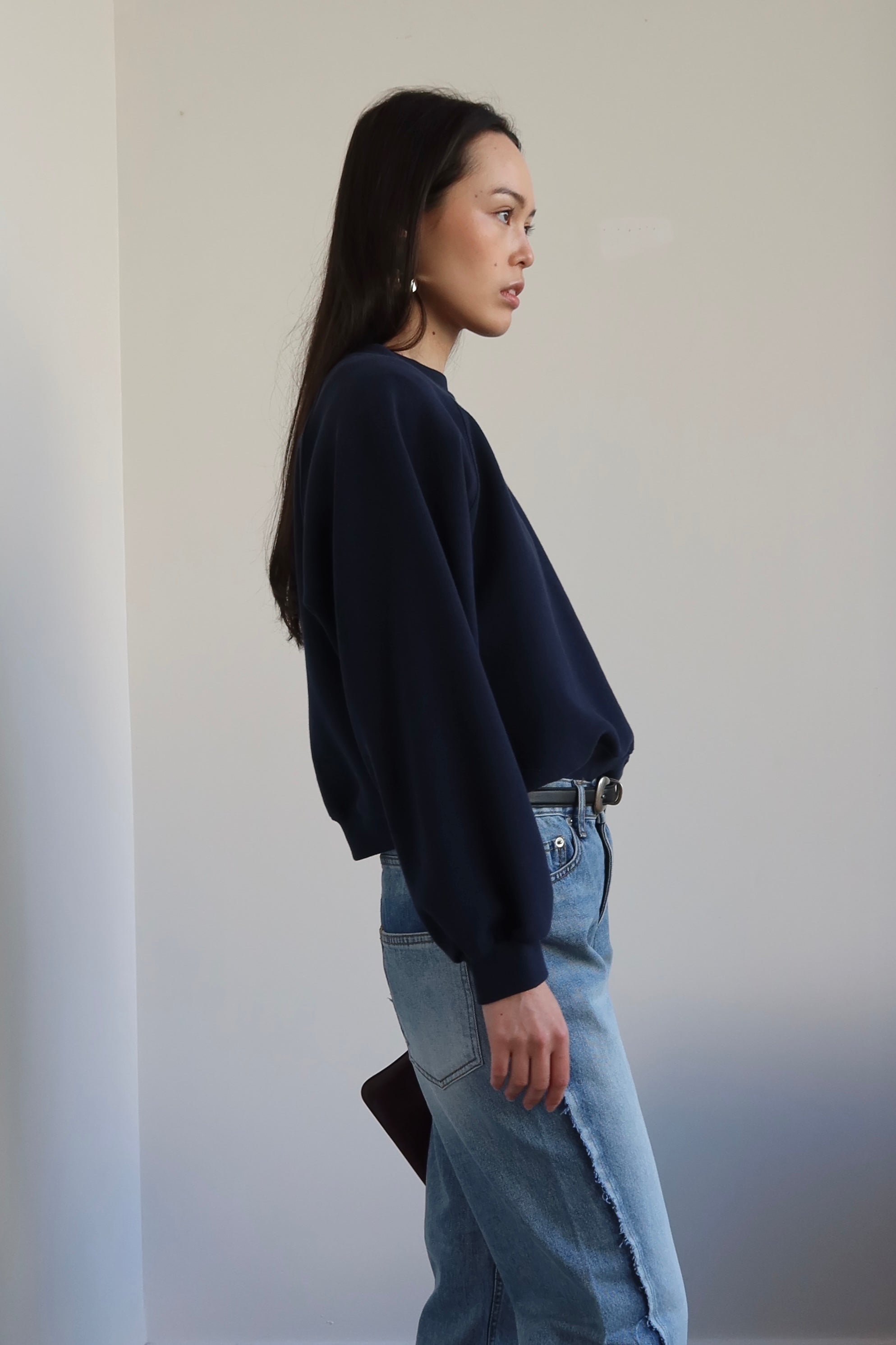 Navy Raglan Sleeve Sweatshirt