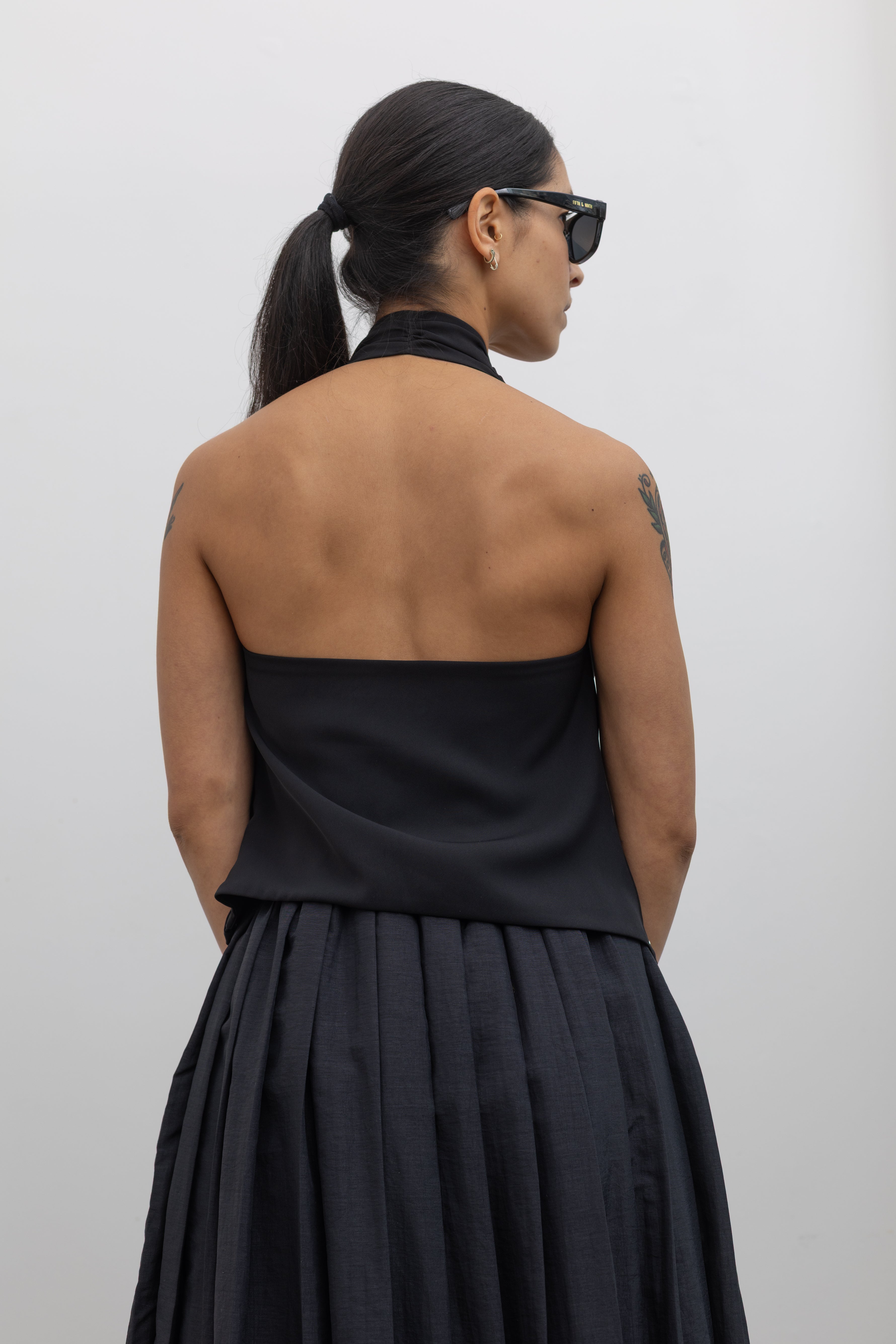 Black Studded Halter Neck Top