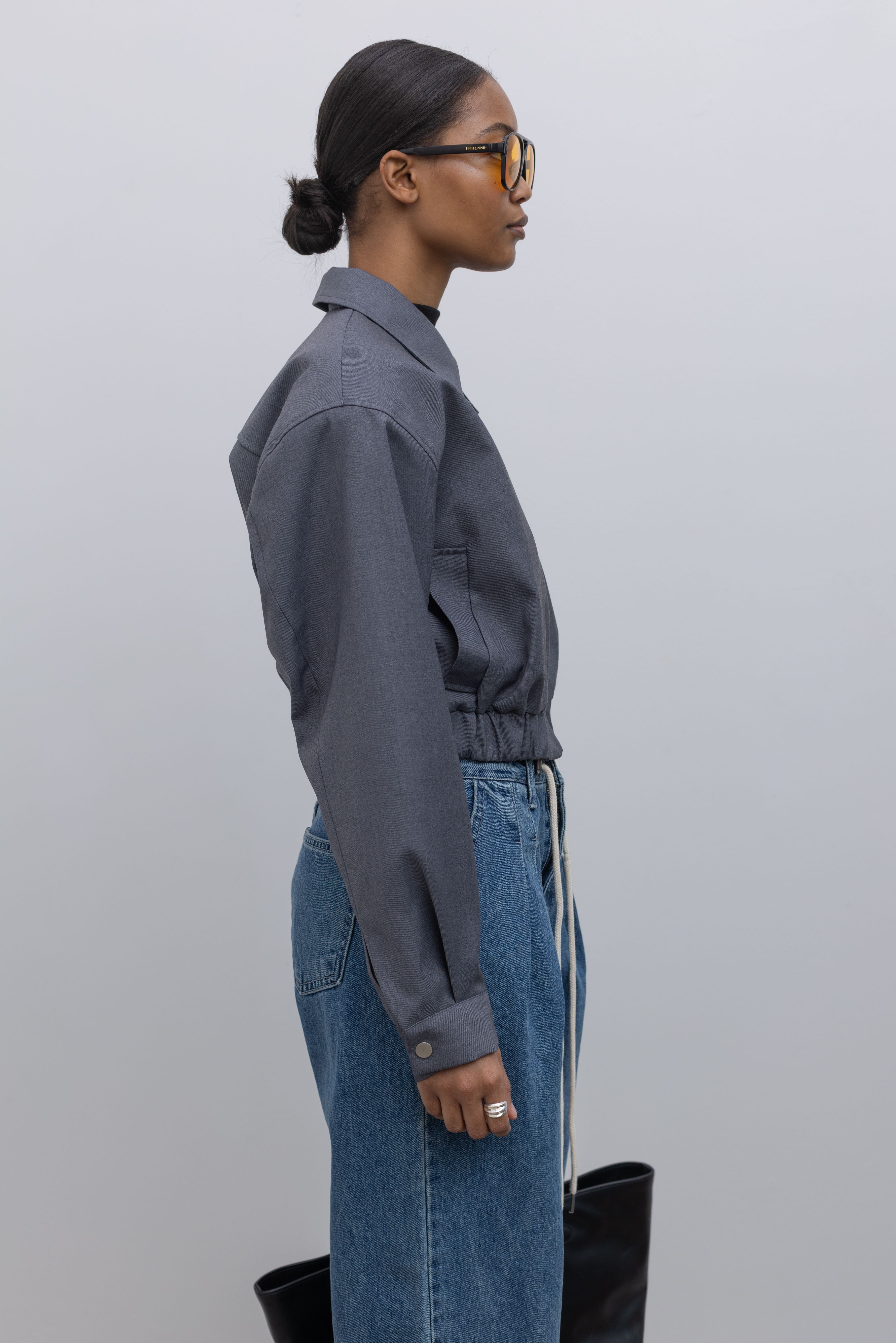 Charcoal Cropped Tailored Jacket