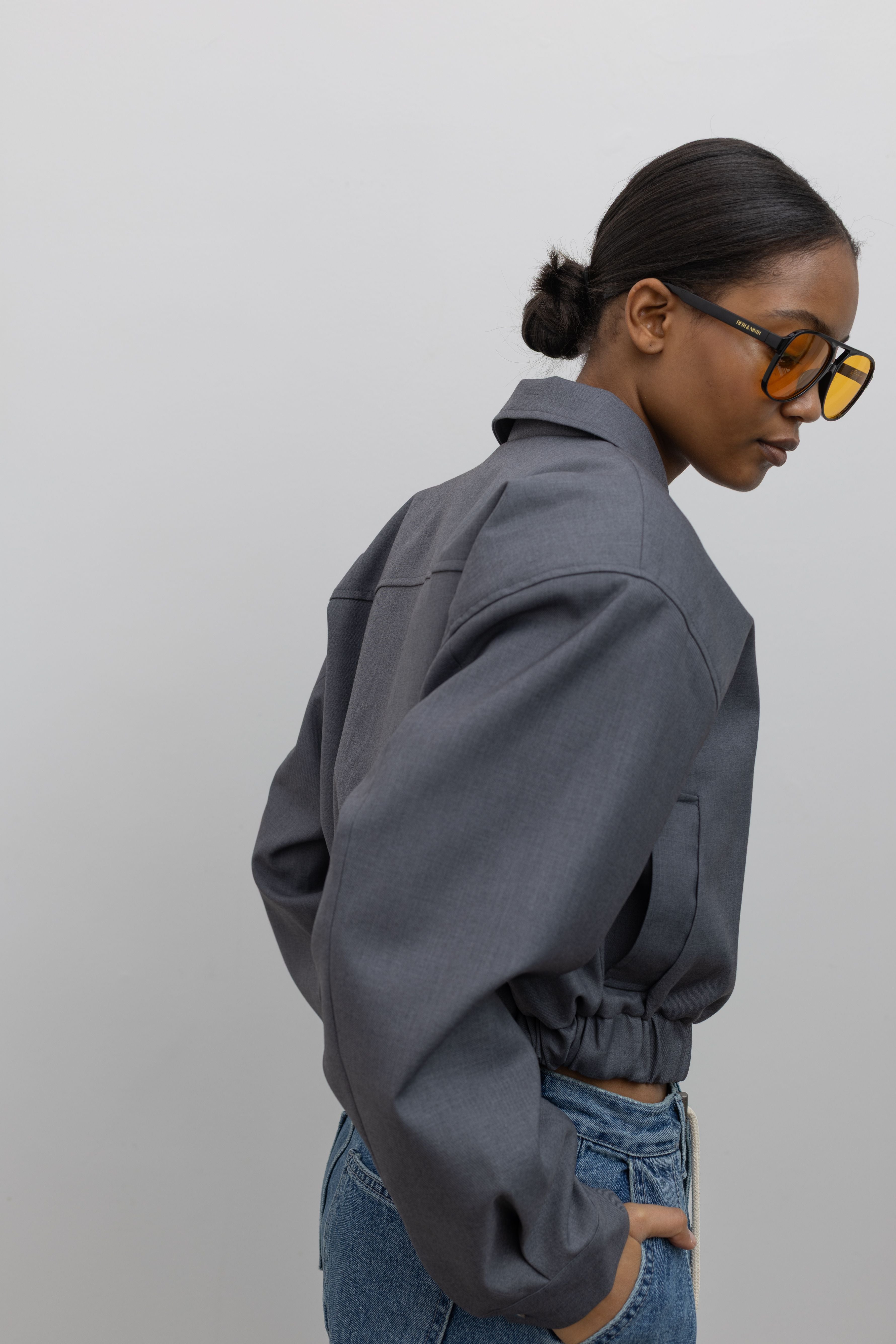 Charcoal Cropped Tailored Jacket