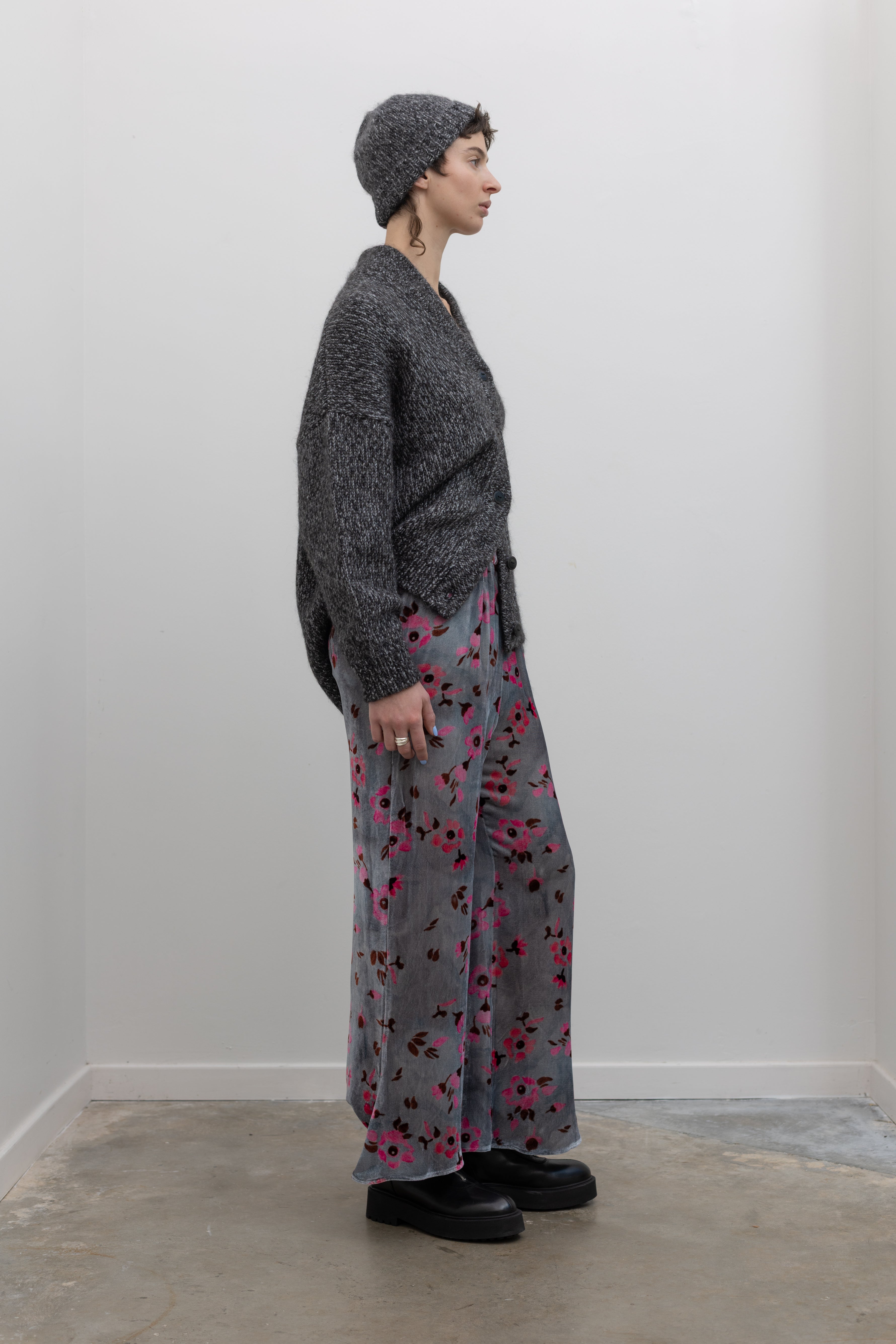 Black Oversized Melange Cardigan