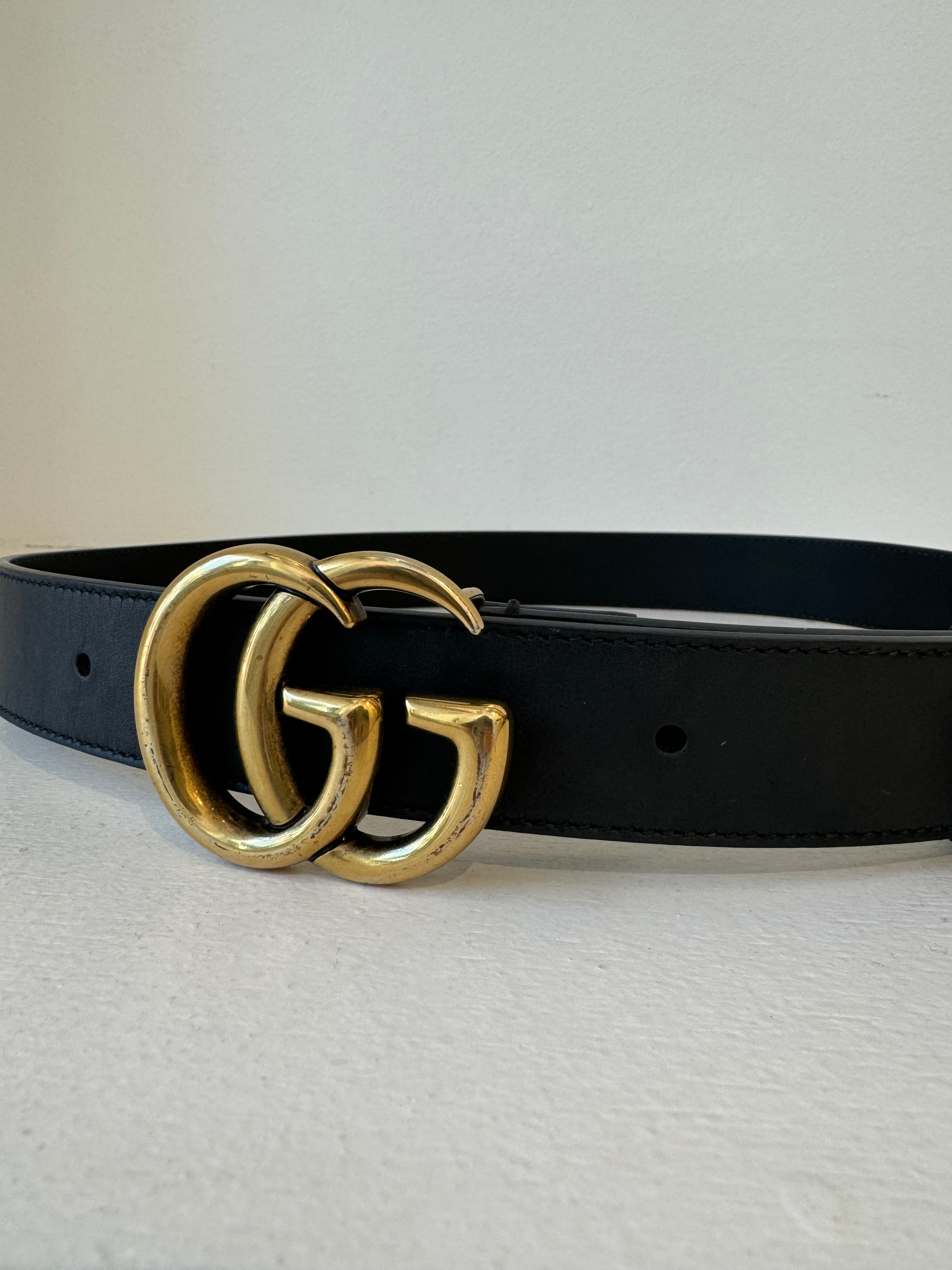 Black Gucci Marmont Wide Belt