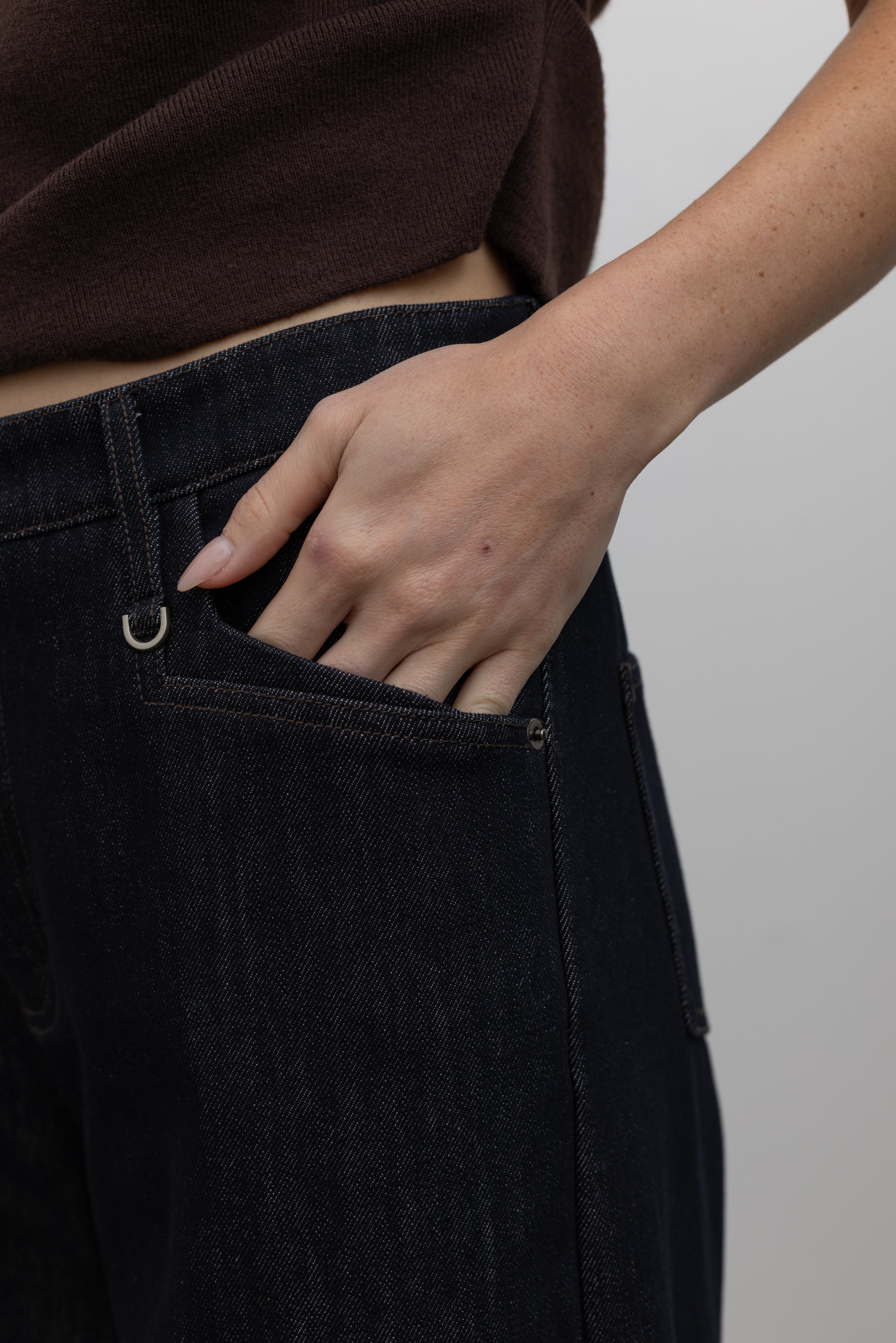 Dark Wash Wide Leg Fleece Jeans