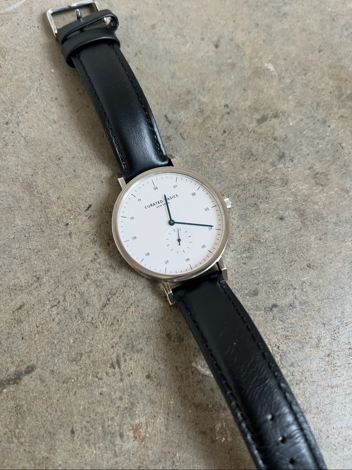 Black Leather Round Oliver Watch